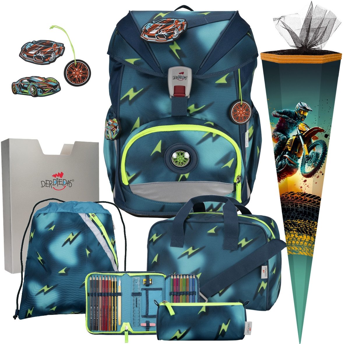 DerDieDas® Schulranzen 1.Klasse ErgoFlex Superlight in unterschiedlichen Sets (7-tlg)