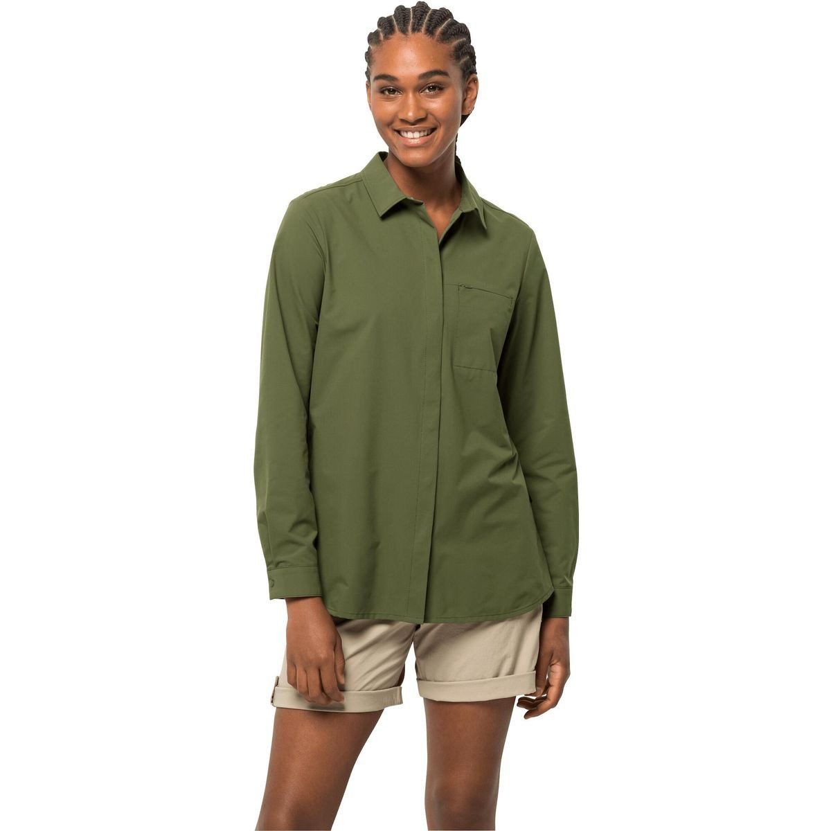 Jack Wolfskin Outdoorbluse Light Wander LS Shirt W Atmungsaktives und dehnbares Outdoor-Shirt mit UV-Schutz und