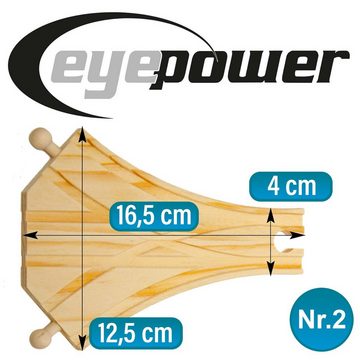eyepower Spielzeug-Eisenbahn 2er Set Weichen aus Holz ca.18x12,5cm Weichenset, Bogenweichen Eisenbahn-Zubehör