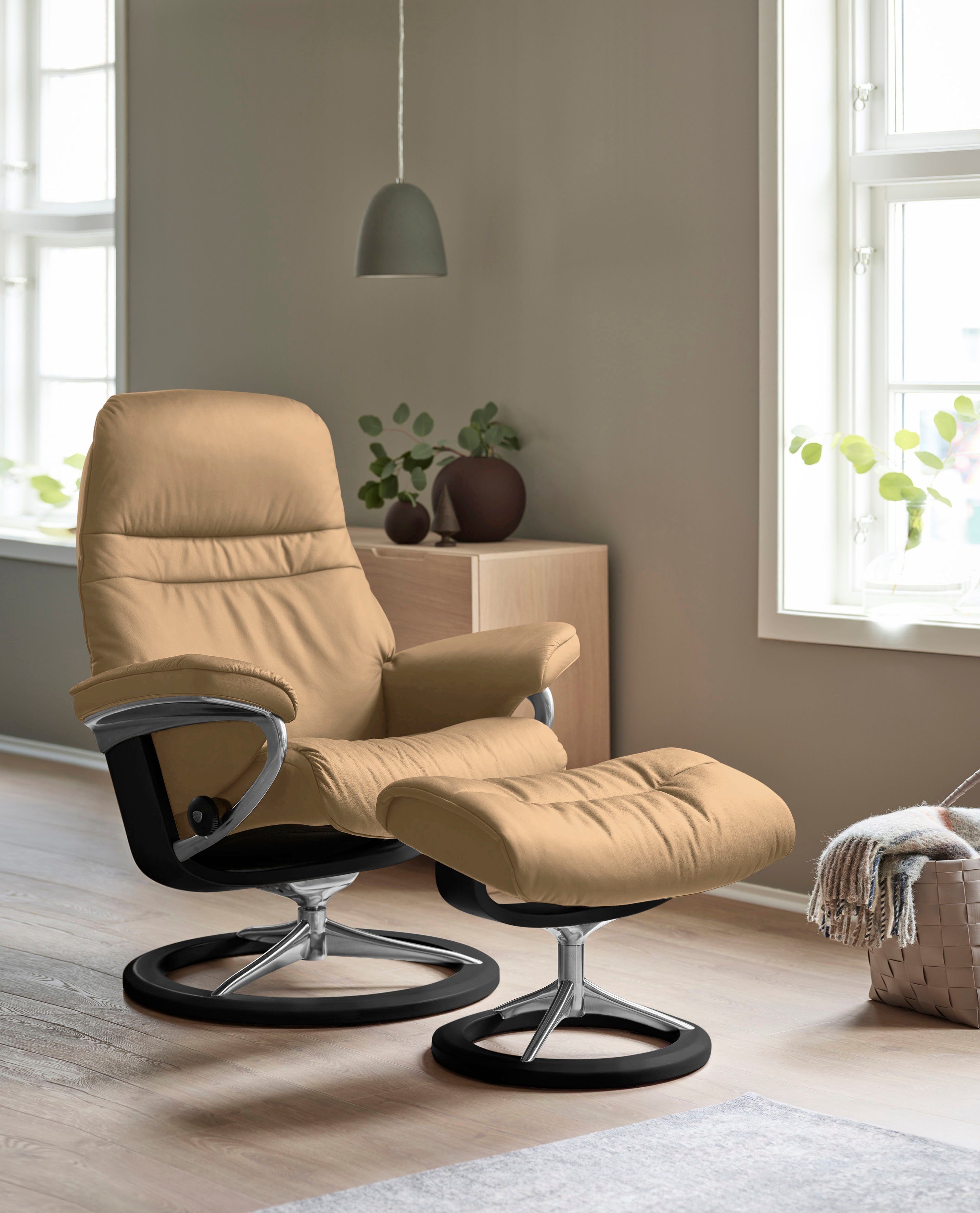 Stressless® Relaxsessel Sunrise (Set, Relaxsessel mit Hocker), mit Signature Base, Größe M, Gestell Schwarz