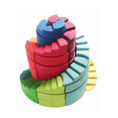 GRIMM´S Spiel und Holz Design Spielbausteine Holzspielzeug Doppelläufige Stufenspirale 56 Bauklötze