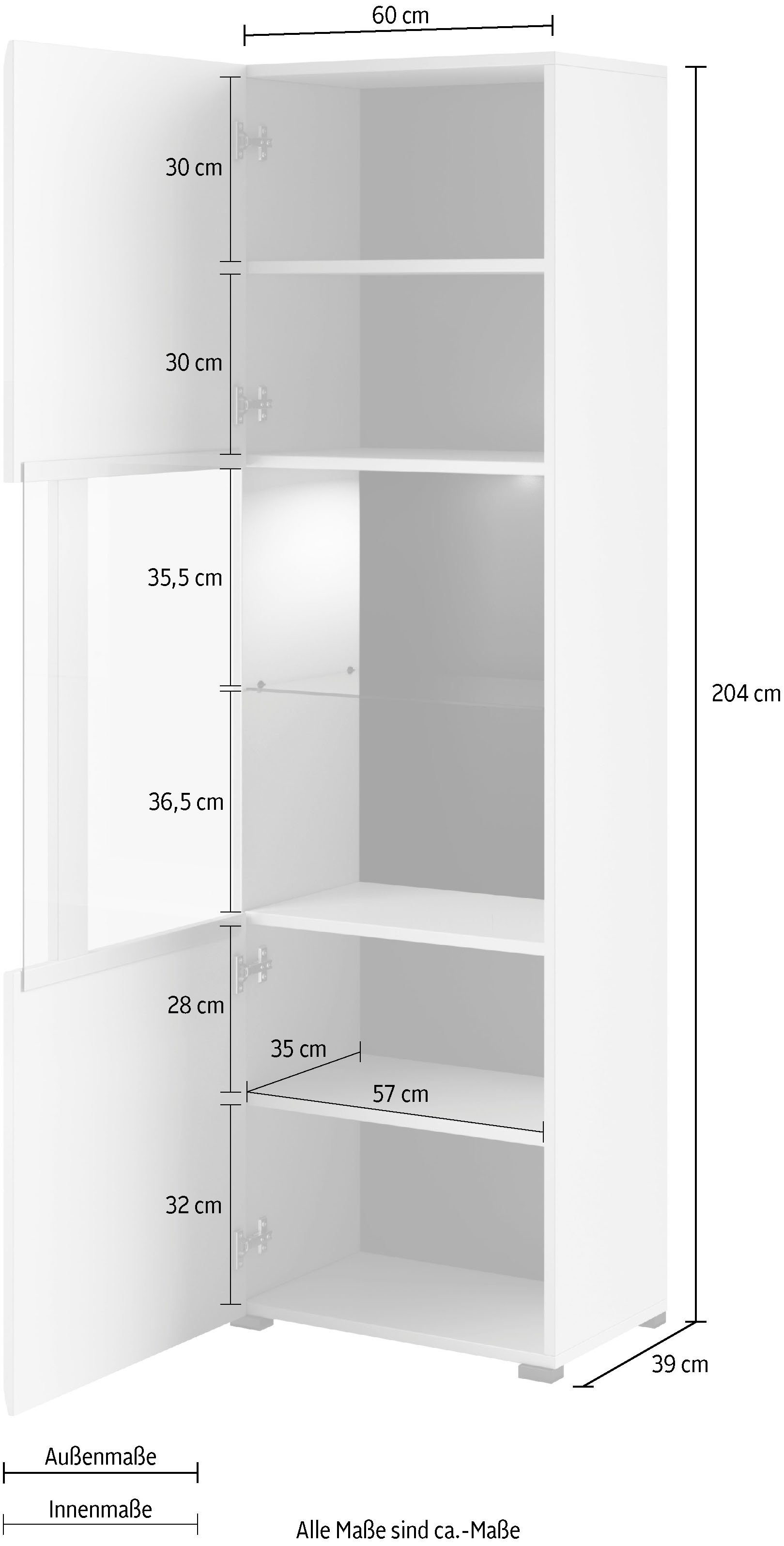 | weiss weiss/weiss Tulsa Hohglanz Helvetia Vitrine