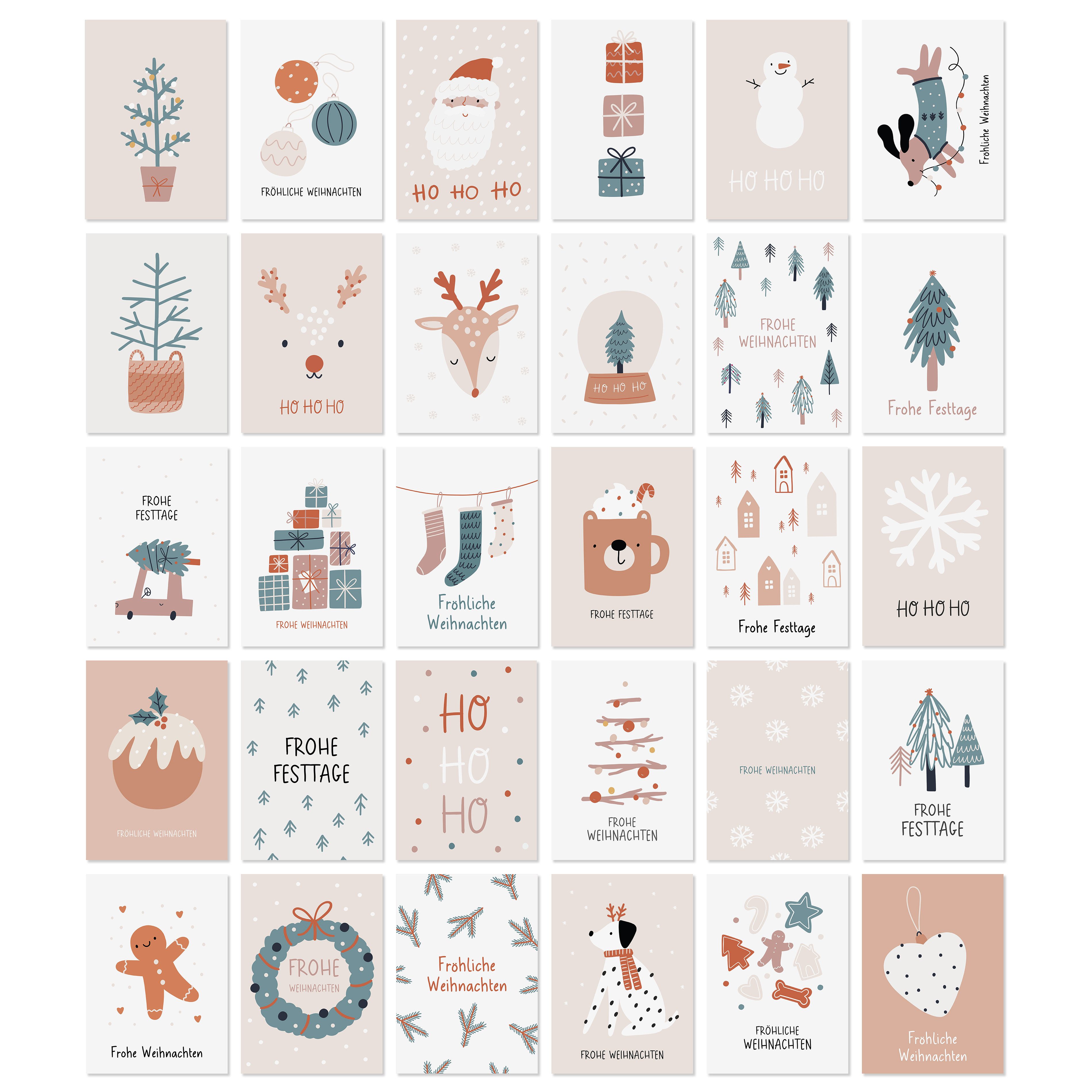 CraftWerk Grußkarten Weihnachtskarten mit Umschhlag, DIN A6 Klappkarten Grußkarten mit Motiven zu Weihnachten