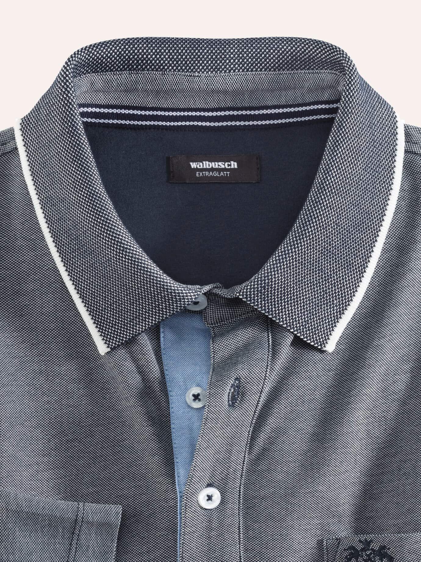 Walbusch Poloshirt Herren Extraglatt-Polo Thermoleicht Shirt bügelfrei Angerautes Piqué, leicht wärmend, pflegeleicht, mit Brusttasche