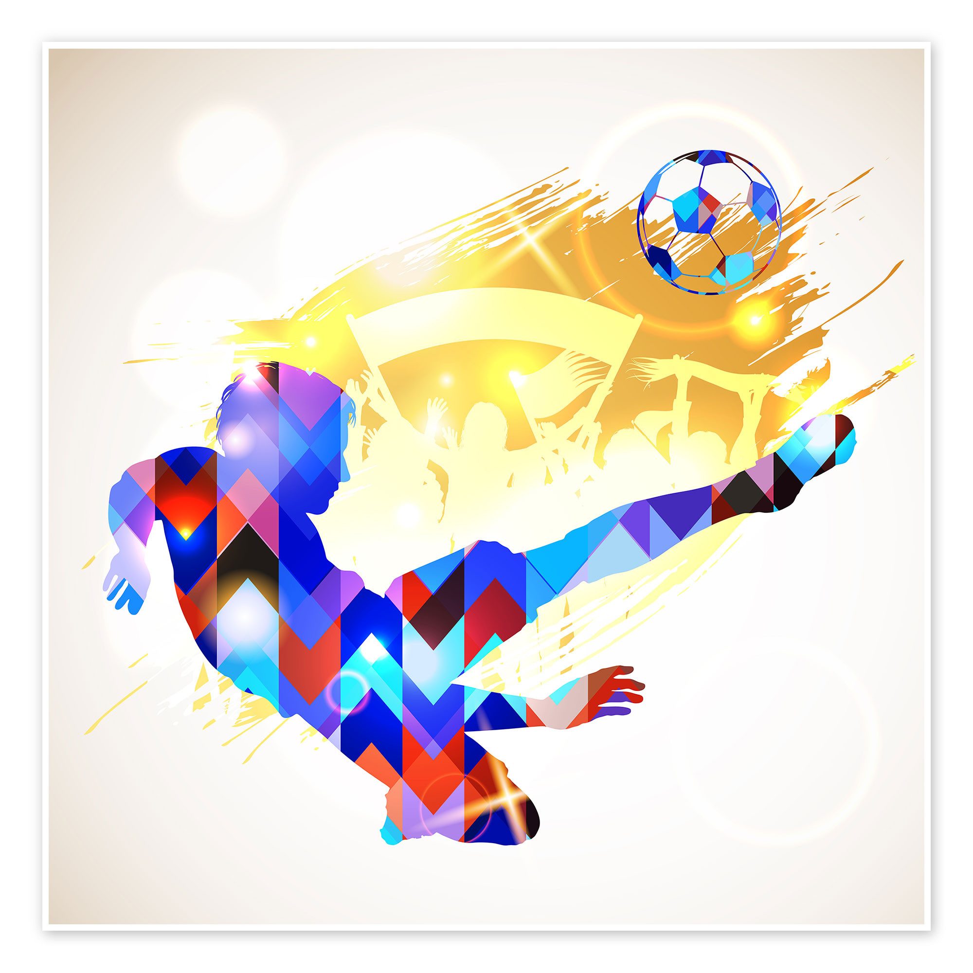 Posterlounge Poster TAlex, Fußballspieler, blau-gold, Illustration