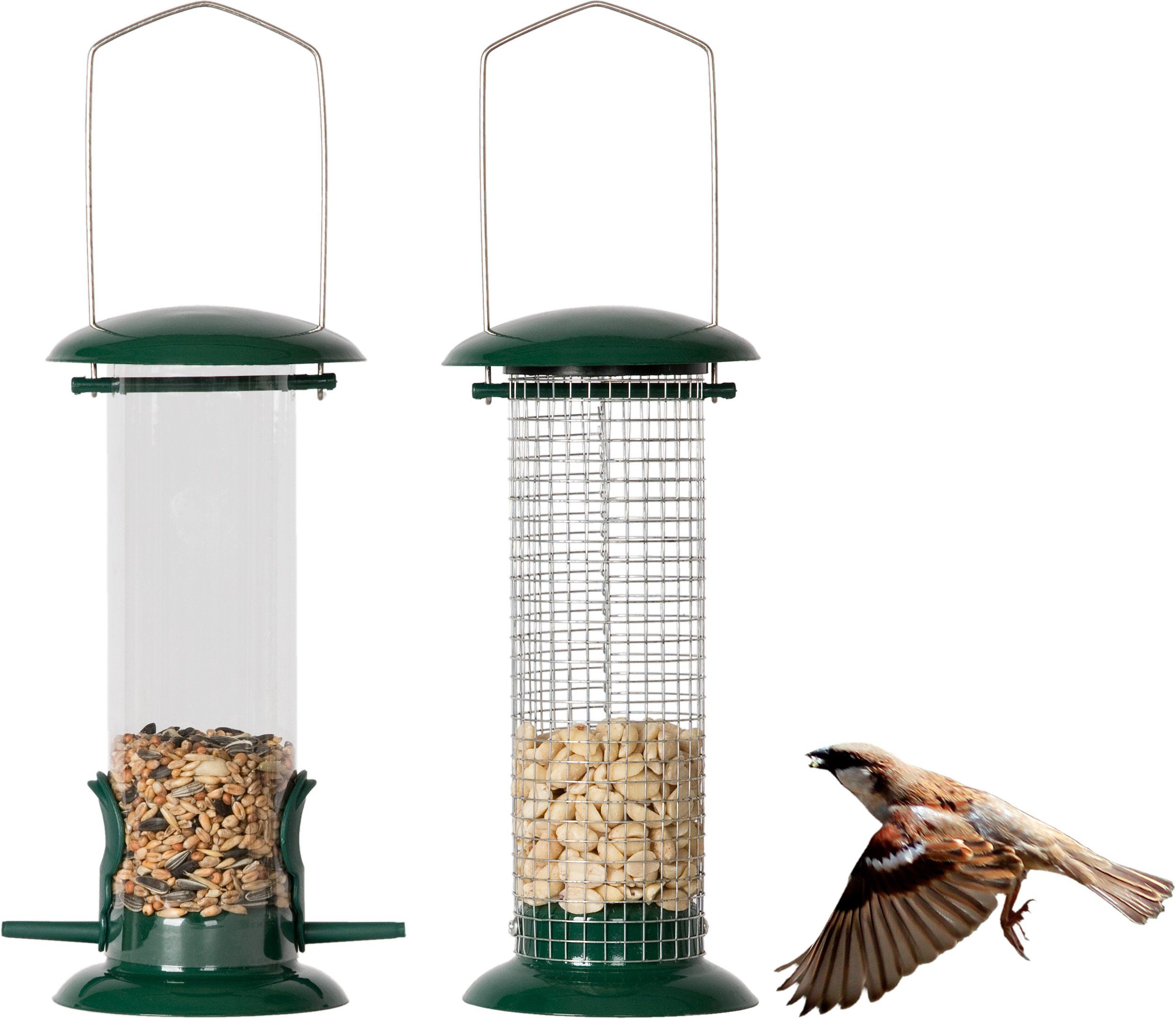 needs&wants® Futterstation 2er Set Vogelfutterspender Metall Kunststoff Futterstation Vögel klein, Metall
