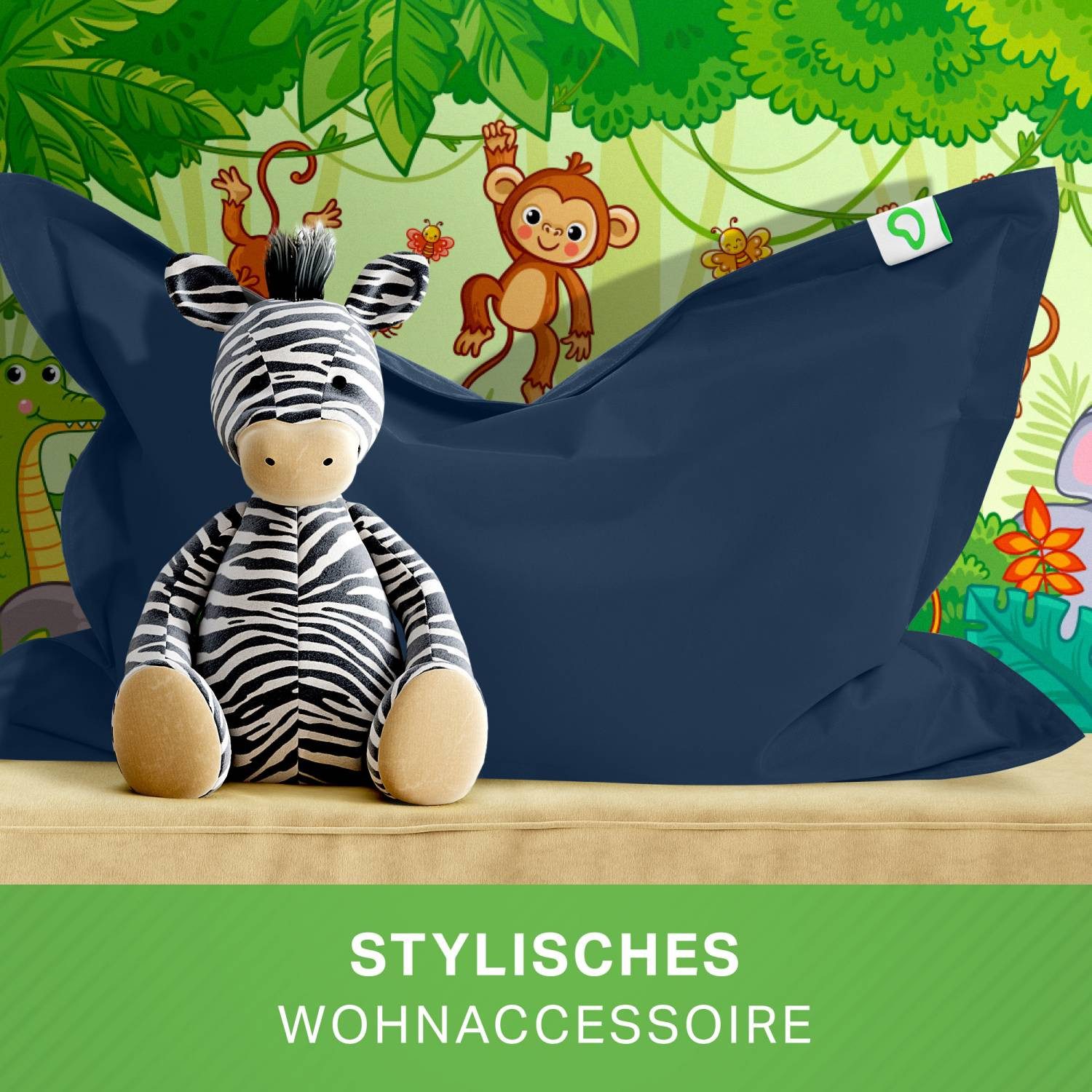 Green Bean Sitzsack Kinder-Sitzsack 70x100cm - 70 Liter (Kinder-Sitzsack 70x100cm & 70 Liter EPS-Perlen Füllung, - Indoor & Outdoor - Bean Bag Sitzkissen Bodenk – Bild 3 von 5