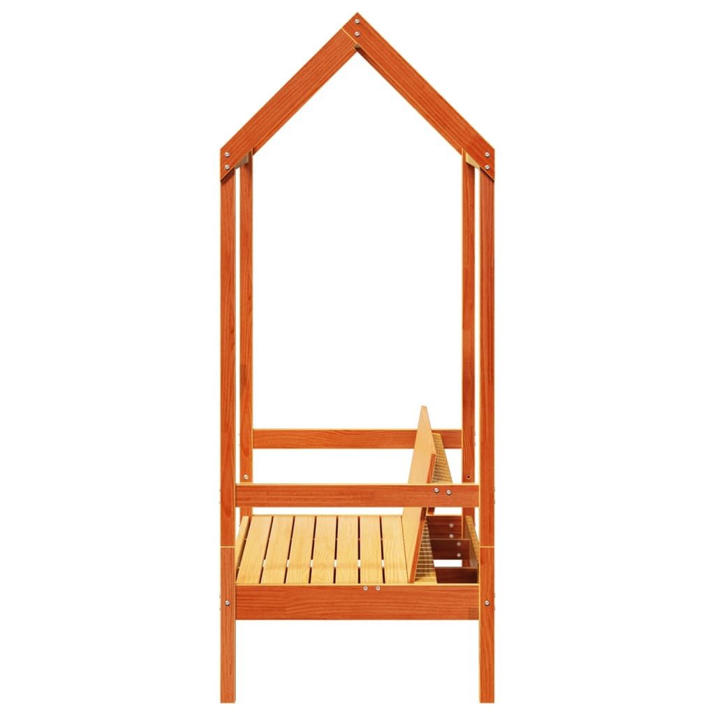 vidaXL Sitzbank Bank mit Dach Wachsbraun 117,5x70x176,5 cm Massivholz Kiefer – Bild 5 von 5