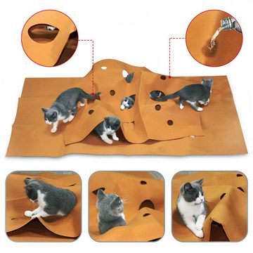 HUNKA Kratzbrett Katzenspielzeug und Kratzmatte, Katzen Filztunnel, intelligentes Spielen