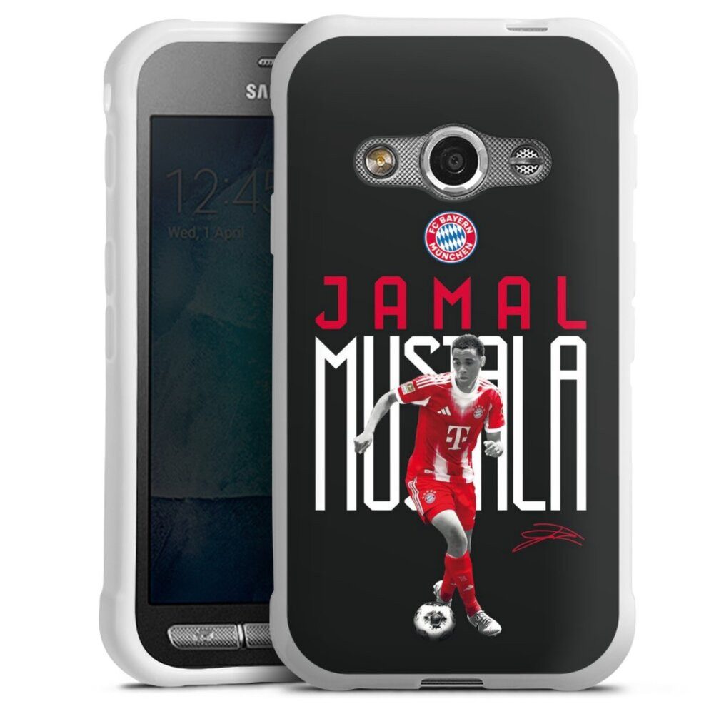 DeinDesign Handyhülle FC Bayern München Jamal Musiala Offizielles Lizenzprodukt, Samsung Galaxy Xcover 3 Silikon Hülle Bumper Case Handy Schutzhülle