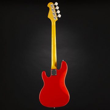 J & D E-Bass, E-Bass, Elektrische Bass Gitarre mit 4 Saiten und Linde Korpus, P Bass mit Split-Coil Tonabnehmer und passiver Elektronik, 1963 Fiesta Red, E-Bass, Elektrische Bass Gitarre, P Bass