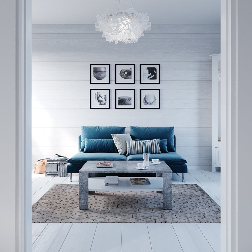 Vicco Couchtisch, Beton/Weiß, 100 x 60 cm, Kippbar