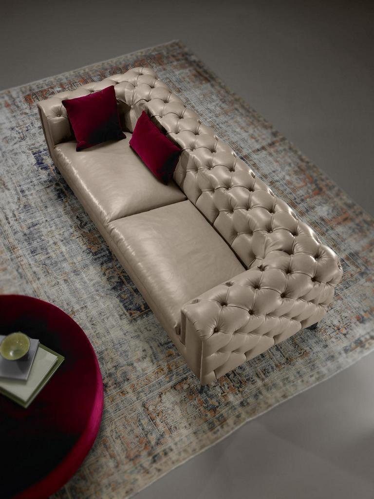 Möbel Chesterfield Leder Möbel Beige 3+3 Sitzer Design Luxus JVmoebel Sofa Sofa