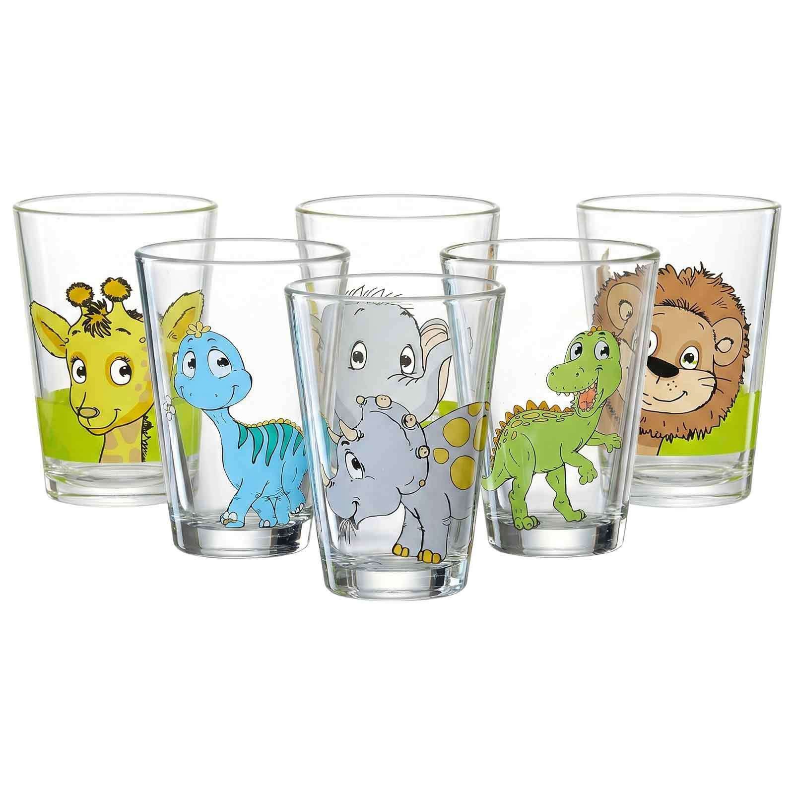 Ritzenhoff & Breker Kinderbecher Dino und Dschungeltiere Kindergläser 200 ml, 6-tlg., Glas