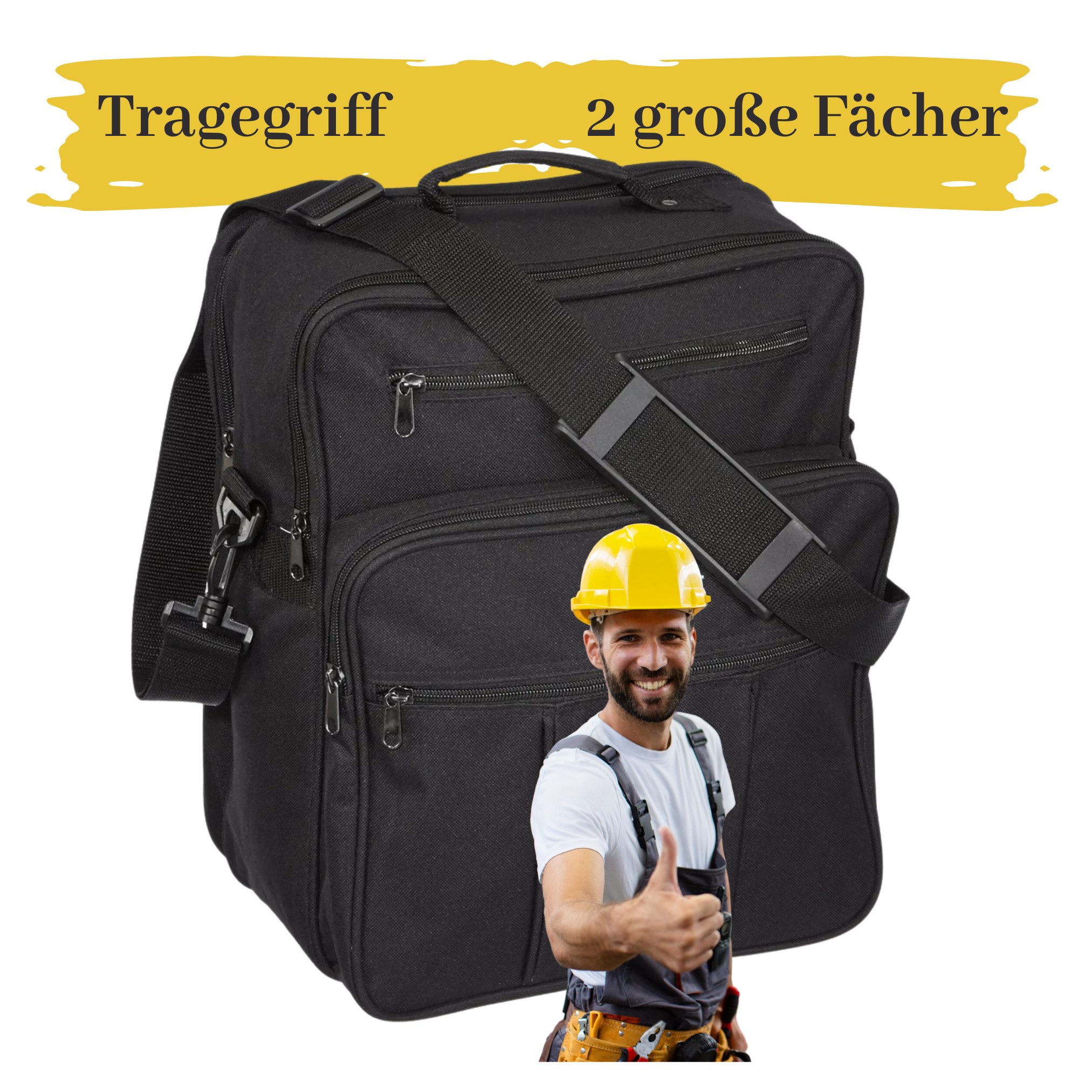 GlücksNugget Umhängetasche Hochformat Arbeitstasche - XL Männertasche mit Griff