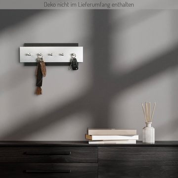 Kreative Feder Schlüsselbrett Designer Schlüsselbrett aus Holz und gebürstetem Aluminium, in modernem Metallic-Look mit 5 Edelstahl-Haken
