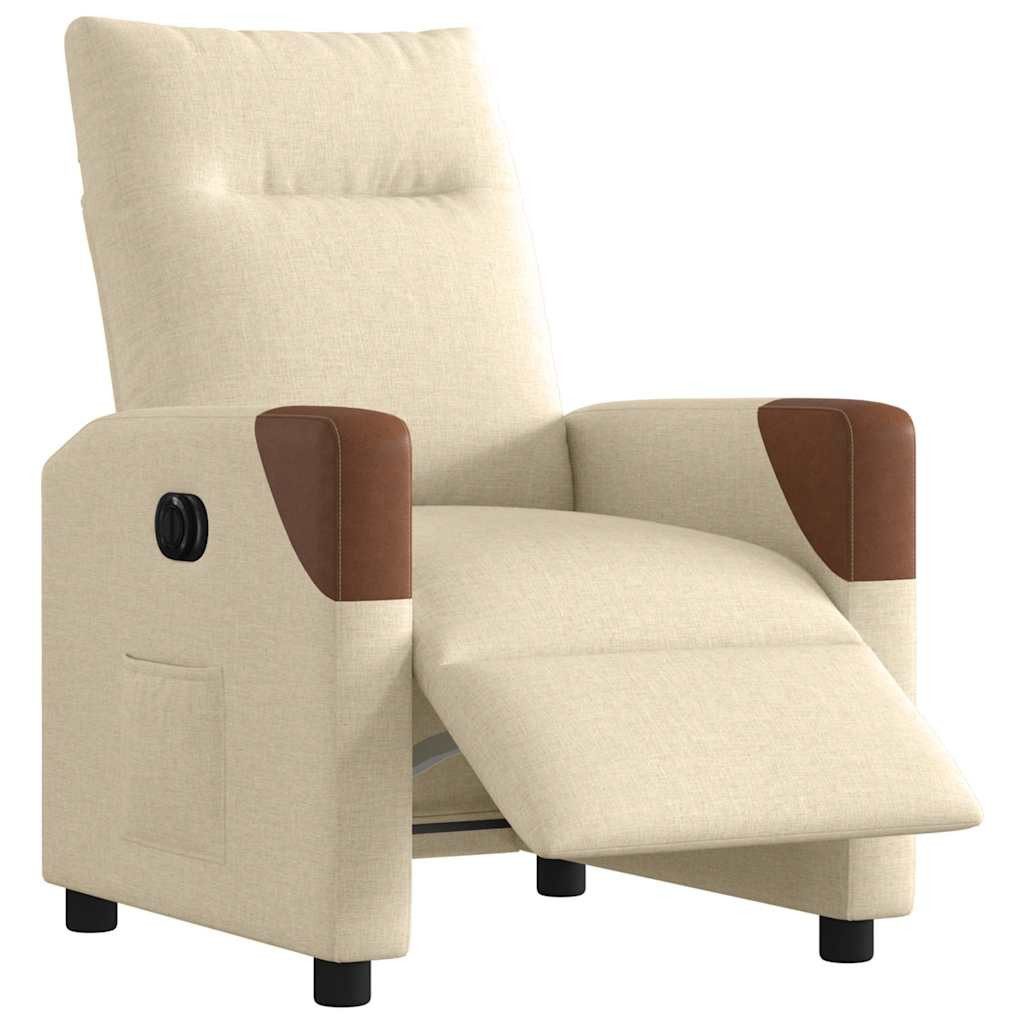 vidaXL Sessel Relaxsessel Elektrisch Creme Stoff (1-St)
