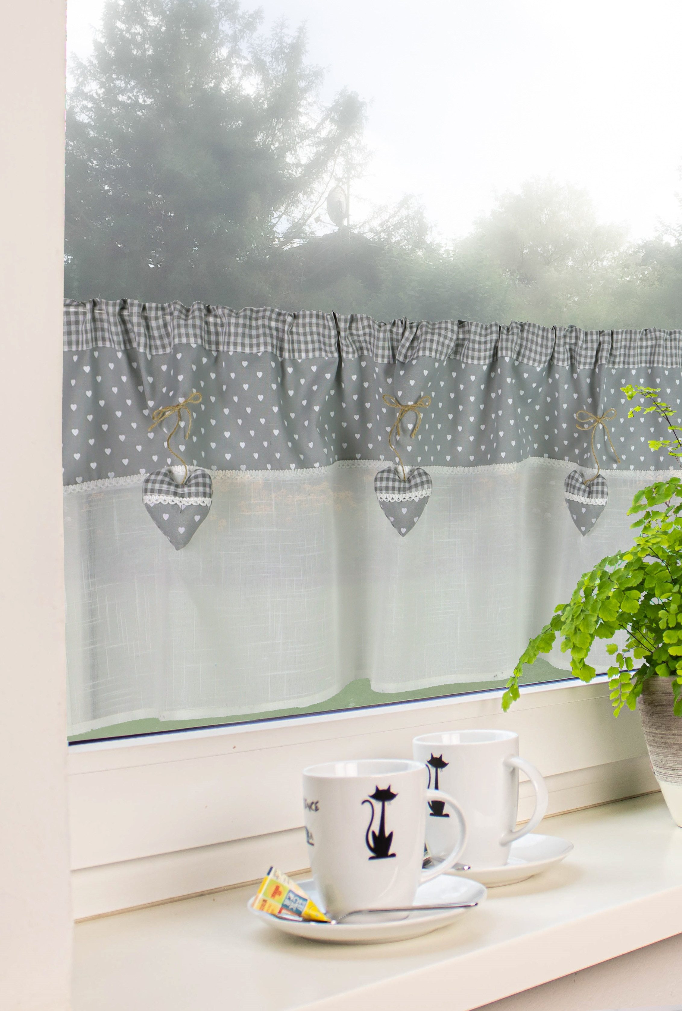 Clever-Kauf-24 Scheibengardine Scheibengardine, Landhaus, Herz, 2631-90, gr günstig online kaufen