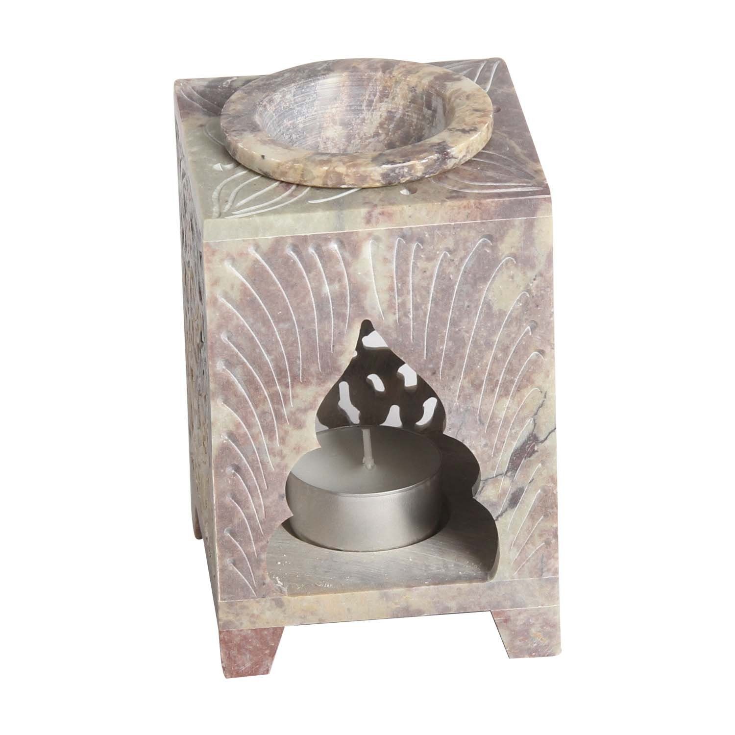 Aromatherapie, Soapstone Diffusor, 8x8x11 Aromalampe, handgeschnitzt Teelicht-Halter für Shiva-2 SL3080 ätherisches Duftlampe cm Moro Duftlampe Öl (B/T/H) aus Casa Orientalische