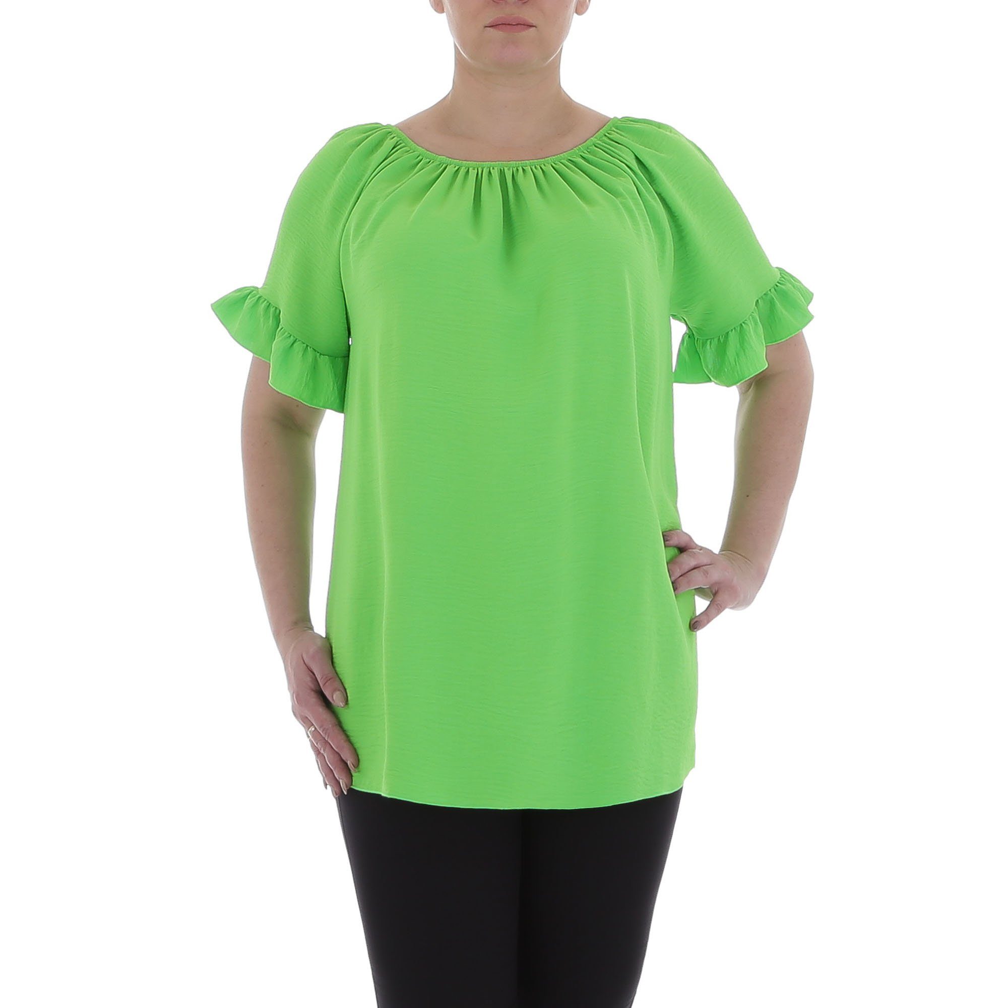 Ital-Design Kurzarmbluse Damen Elegant Bluse in Grün