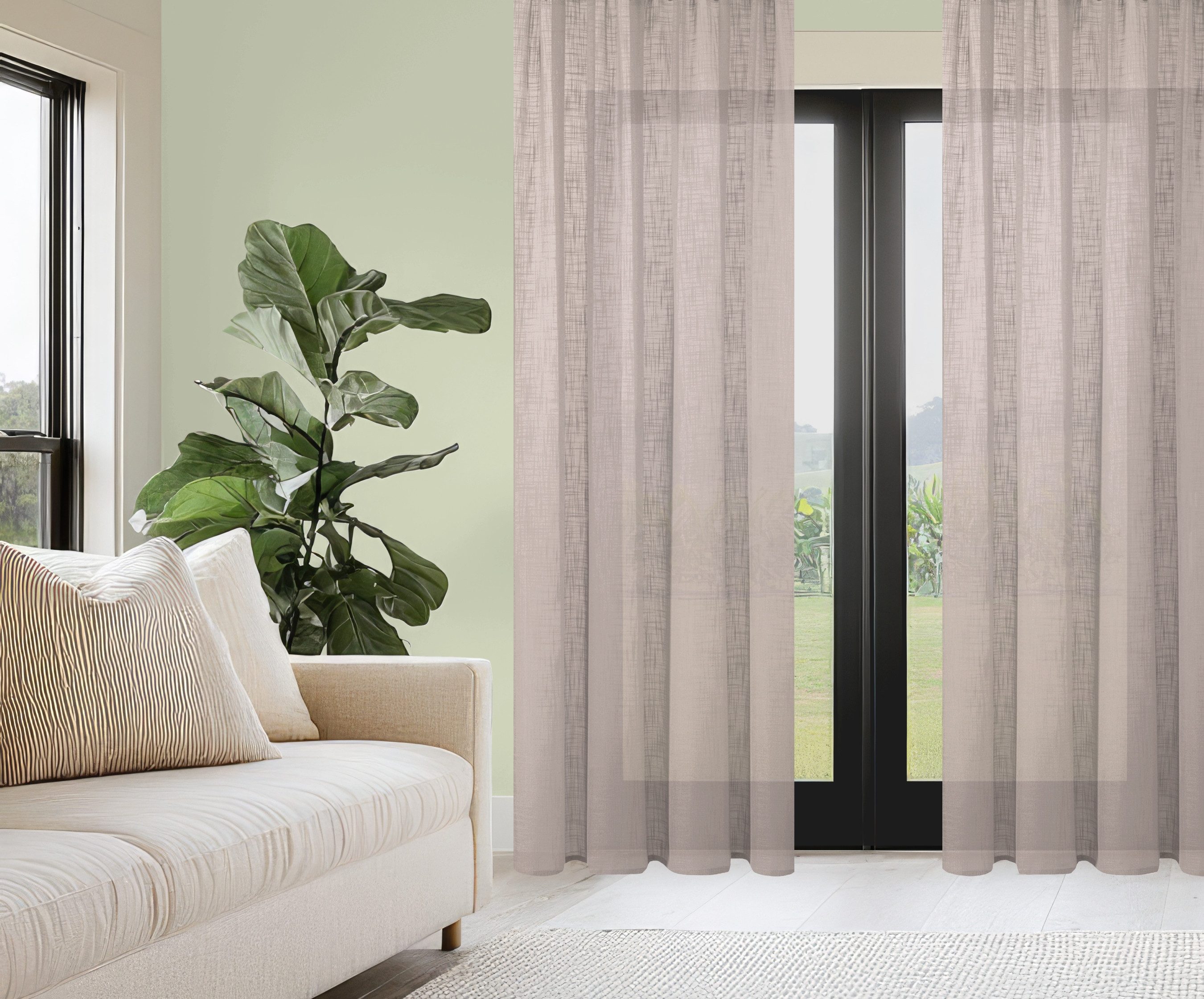 HOME WOHNIDEEN Vorhang 080530 Kombiband Fertigschal SOFTY halbtransparent (2 St), Multifunktionsband, halbtransparent, Polyester