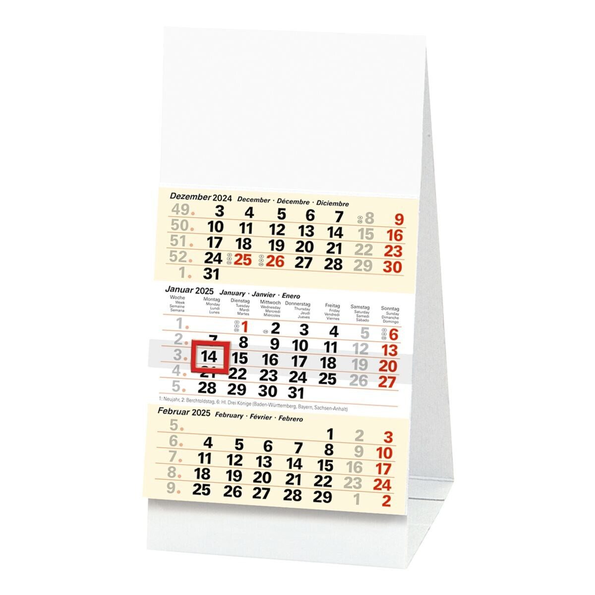 GLOCKEN Tischkalender, für 2026, 3 Monate im Überblick