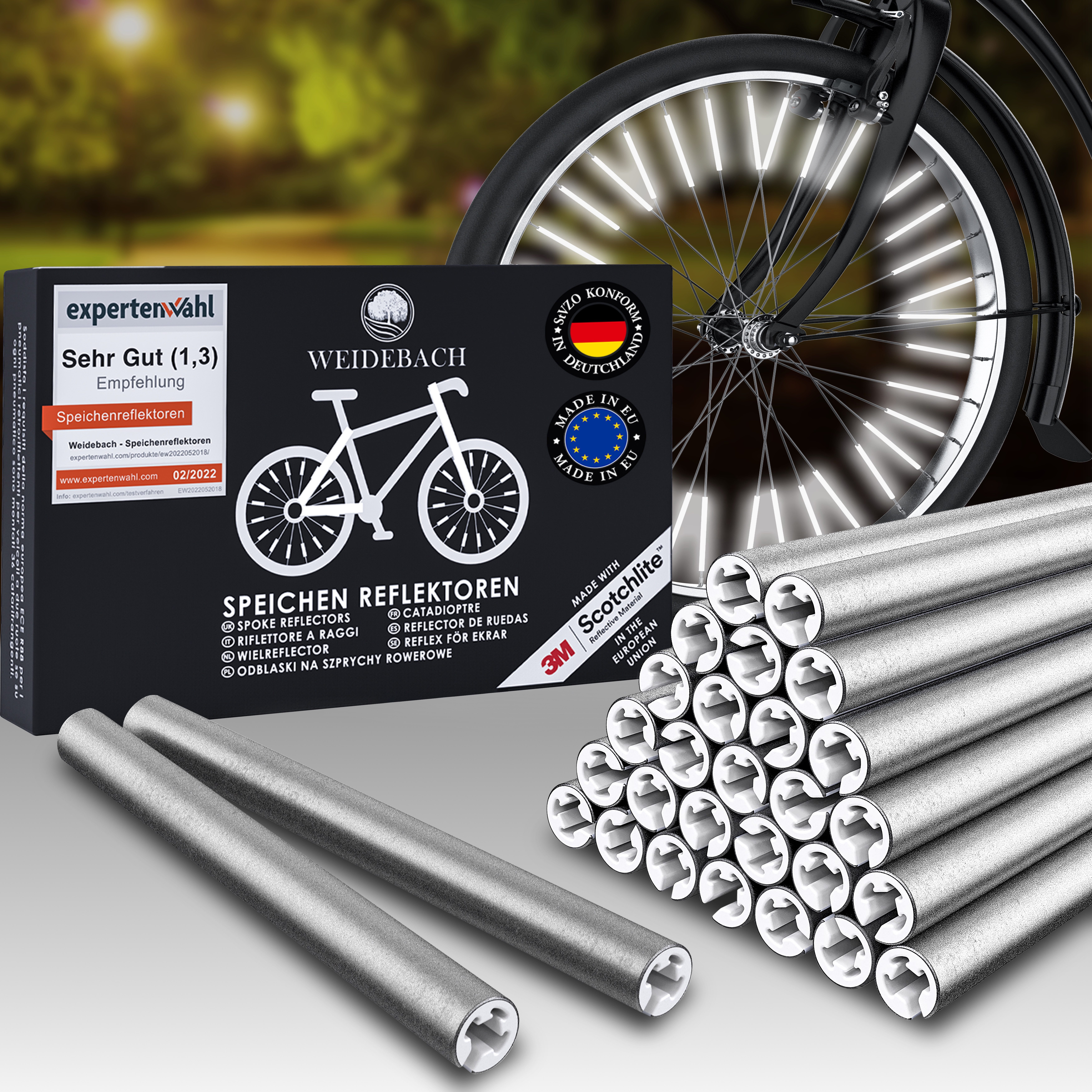 WEIDEBACH Fahrradreflektor Speichenreflektoren Fahrrad StVZO, für mehr Sichtbarkeit, (72 St)