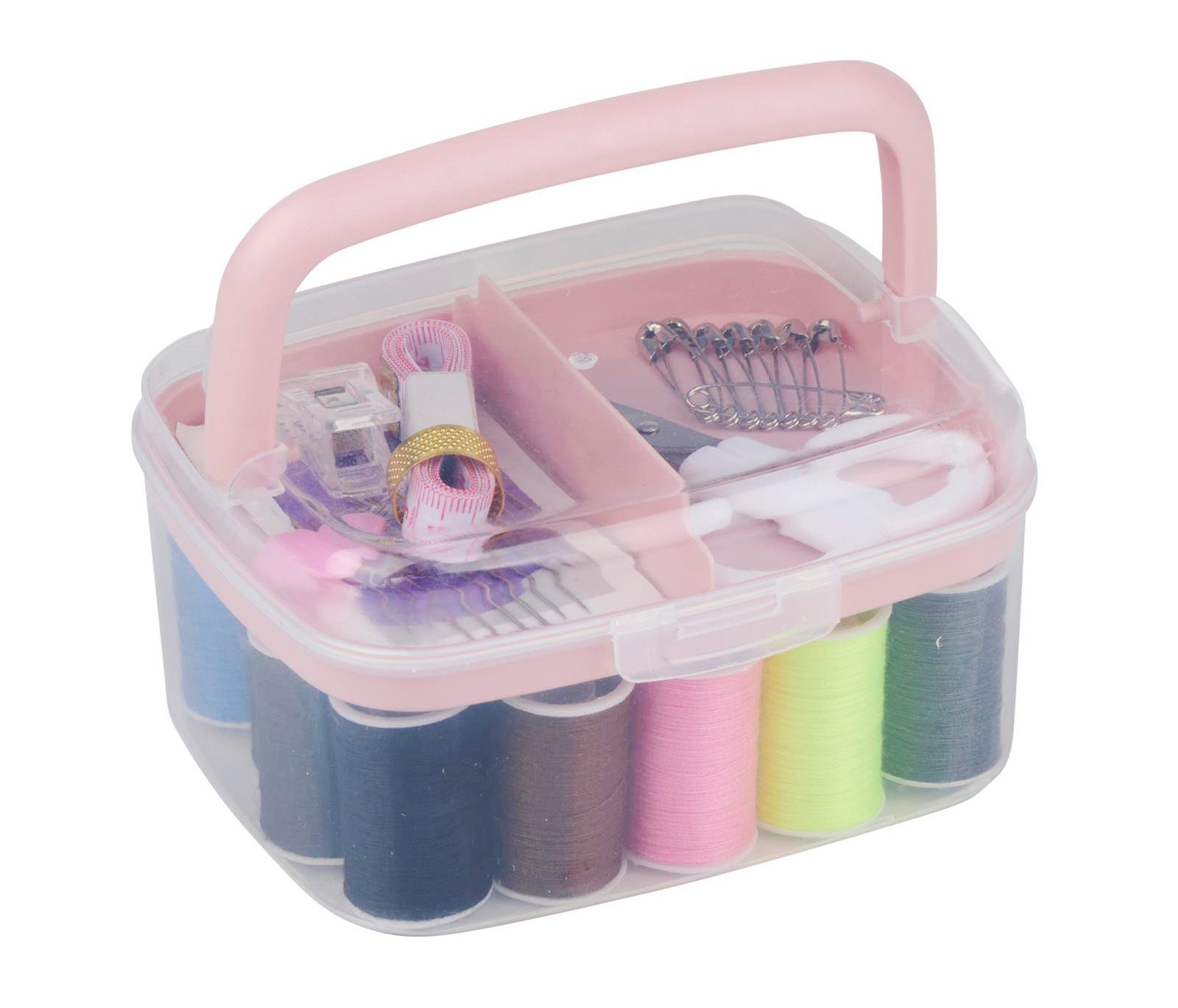 EDCO Nähkorb NÄHSET 43-tlg mit tragbarer Box Nähbox Reisenähset Nähkorb Nähzeug 22 (43 St), Nähzubehör Nadeln Garn Schere