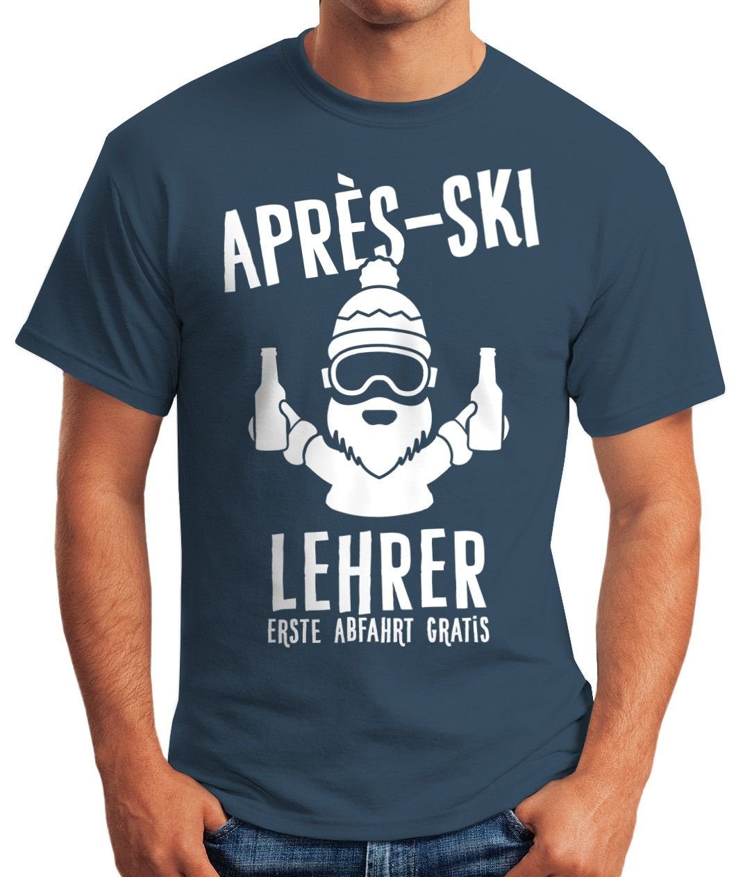 Après blau Ski Fun-Shirt Print-Shirt Lehrer Print MoonWorks Herren T-Shirt Moonworks® mit