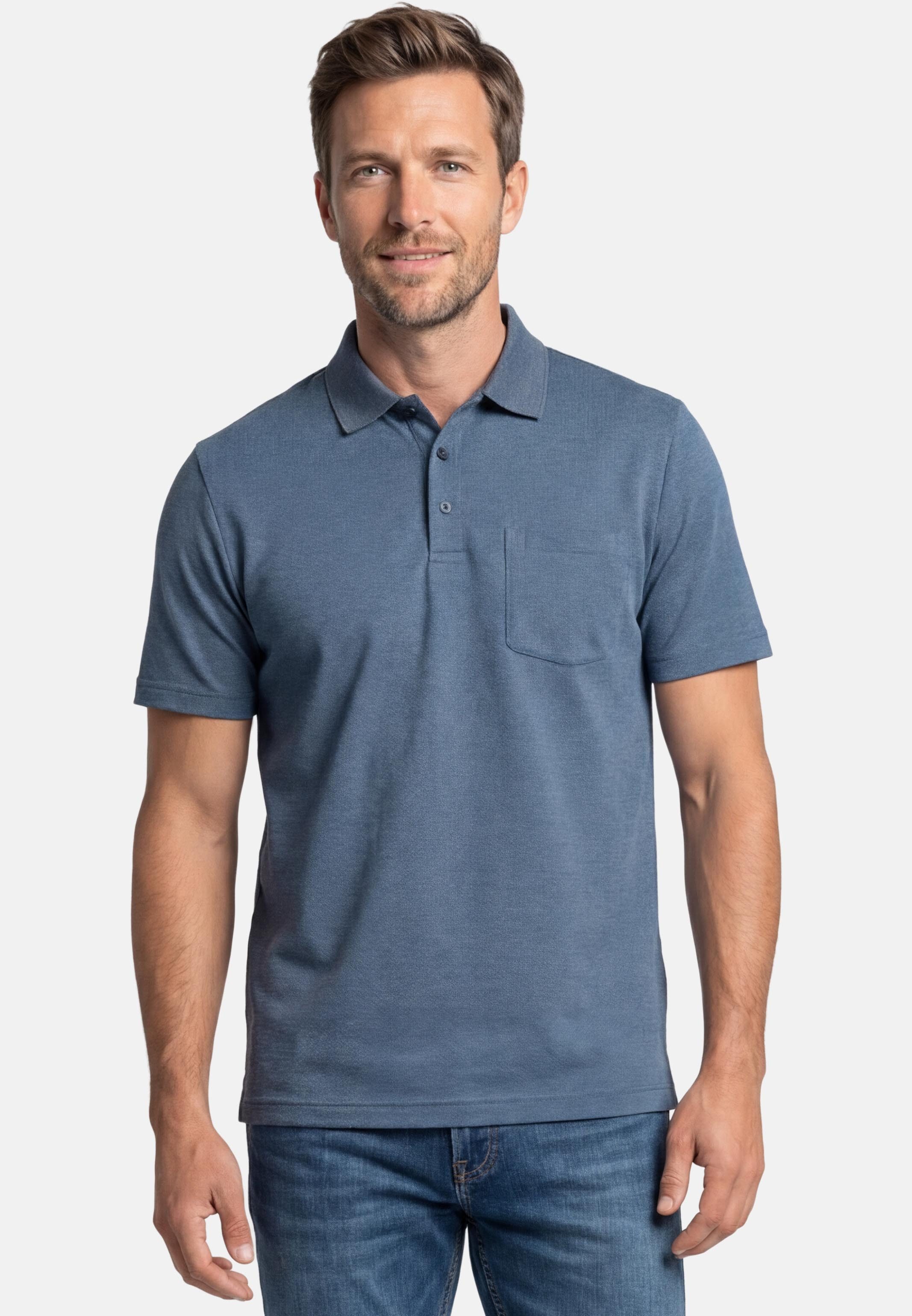 RAGMAN Poloshirt Basic (1-tlg) Poloshirt - Baumwolle - Atmungsaktiv - Dezentes Jacquard-Muster