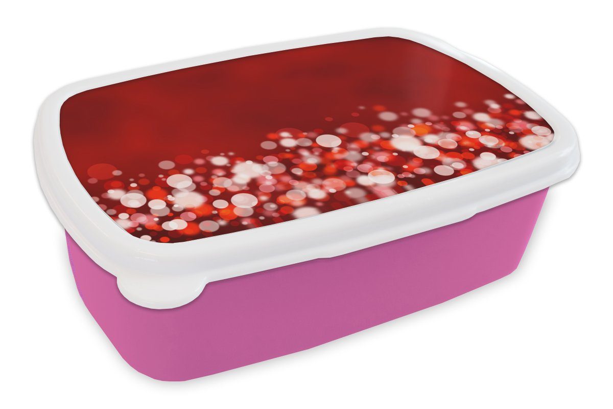 MuchoWow Lunchbox Rot - Design - abstrakt - Licht, Kunststoff, (2-tlg), Brotbox für Erwachsene, Brotdose Kinder, Snackbox, Mädchen, Kunststoff rosa | Lunchboxen