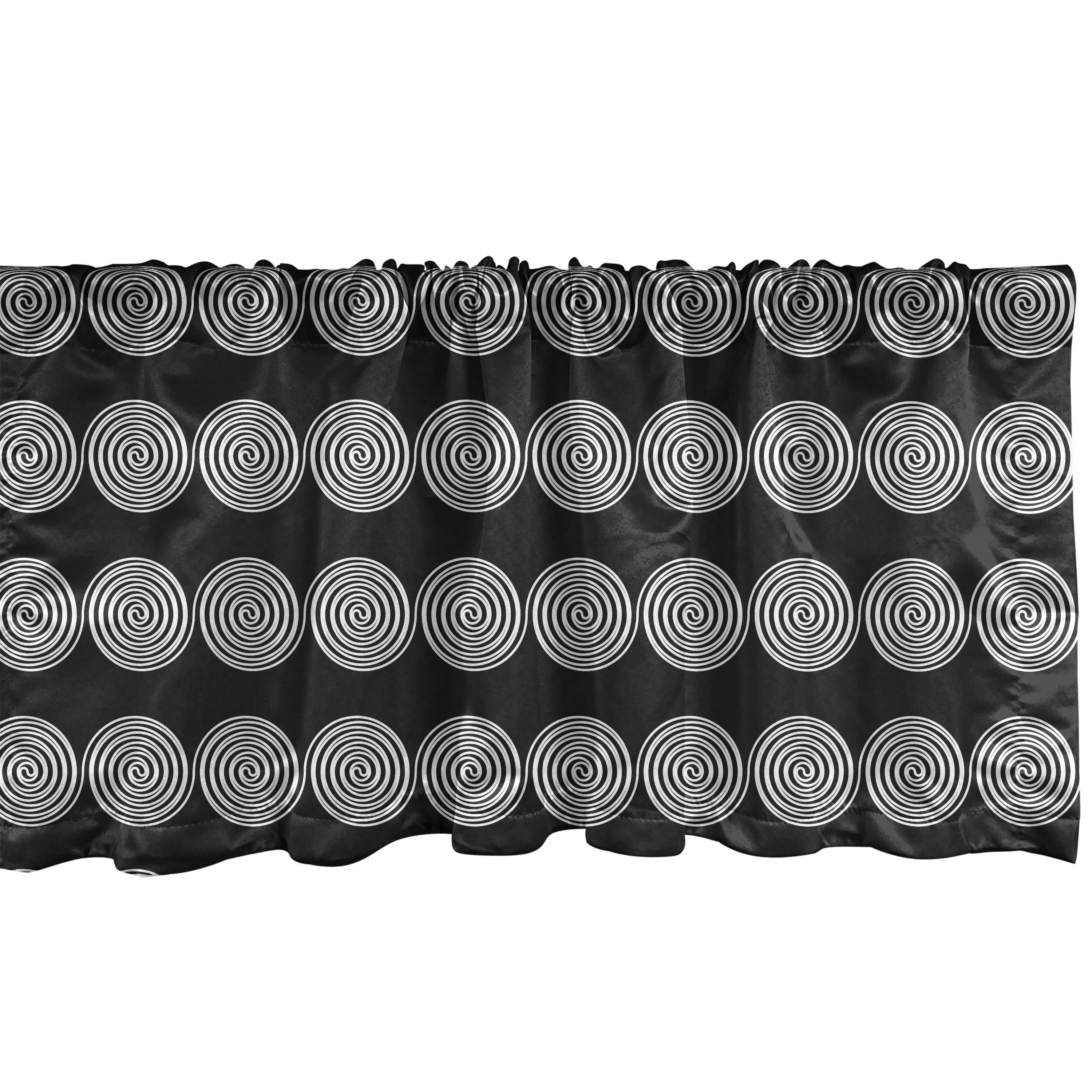 Scheibengardine Vorhang Volant für Küche Schlafzimmer Dekor mit Stangentasche, Abakuhaus, Microfaser, Abstrakte Geometrie Wirbels-Linien Kunst
