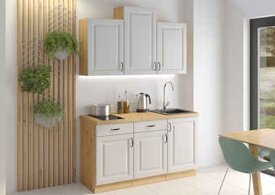 Küchen-Preisbombe Küchenzeile Stilo Weiß 150 cm Küchenzeile Küchenblock Einbauküche Singleküche