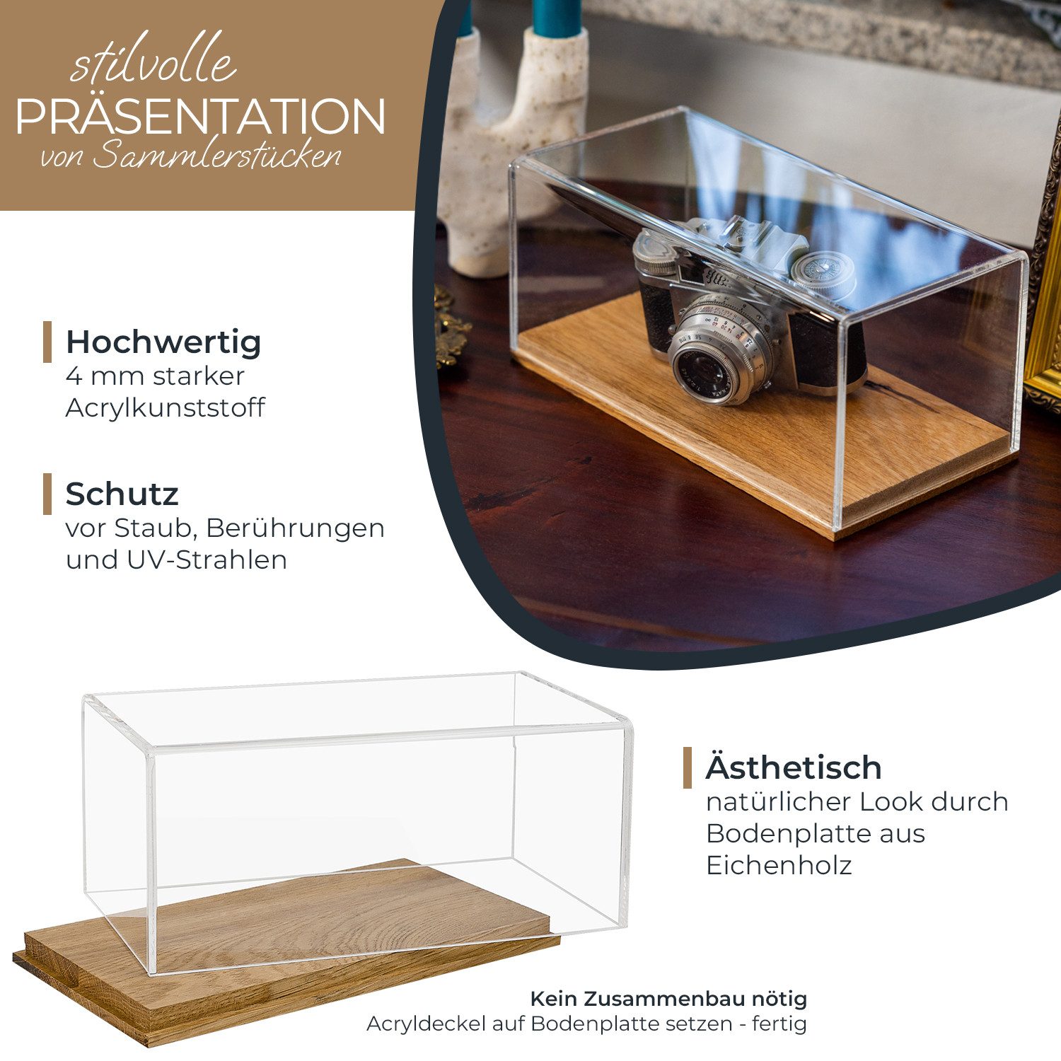 HMF Vitrine Eleganter Acryl Schaukasten mit Holzsockel für Modellautos Samm günstig online kaufen