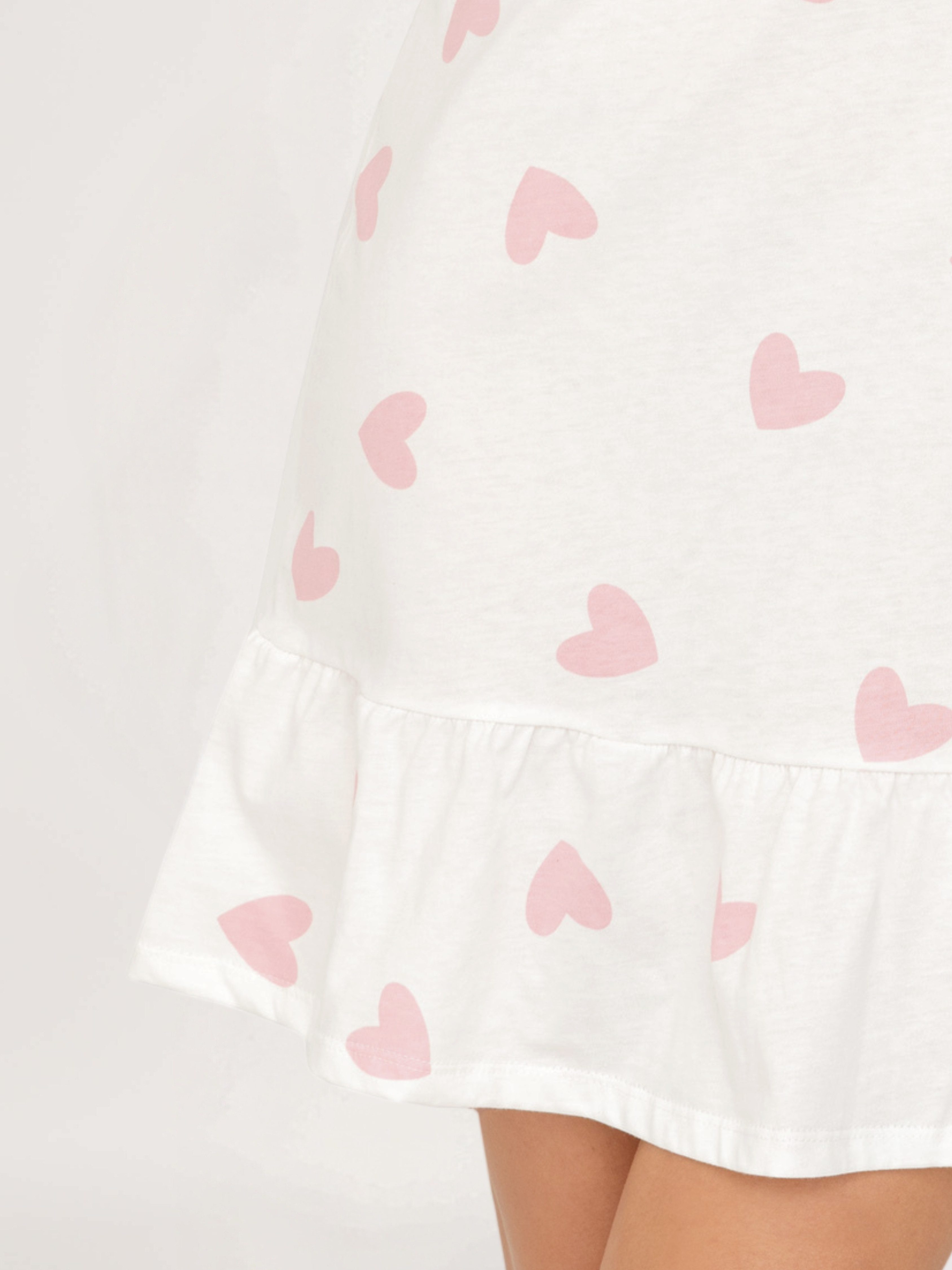 Donna Negligé Nachthemd mit Spagettiträger SWEET Herzchen verstellbare Träger, 100% Baumwolle