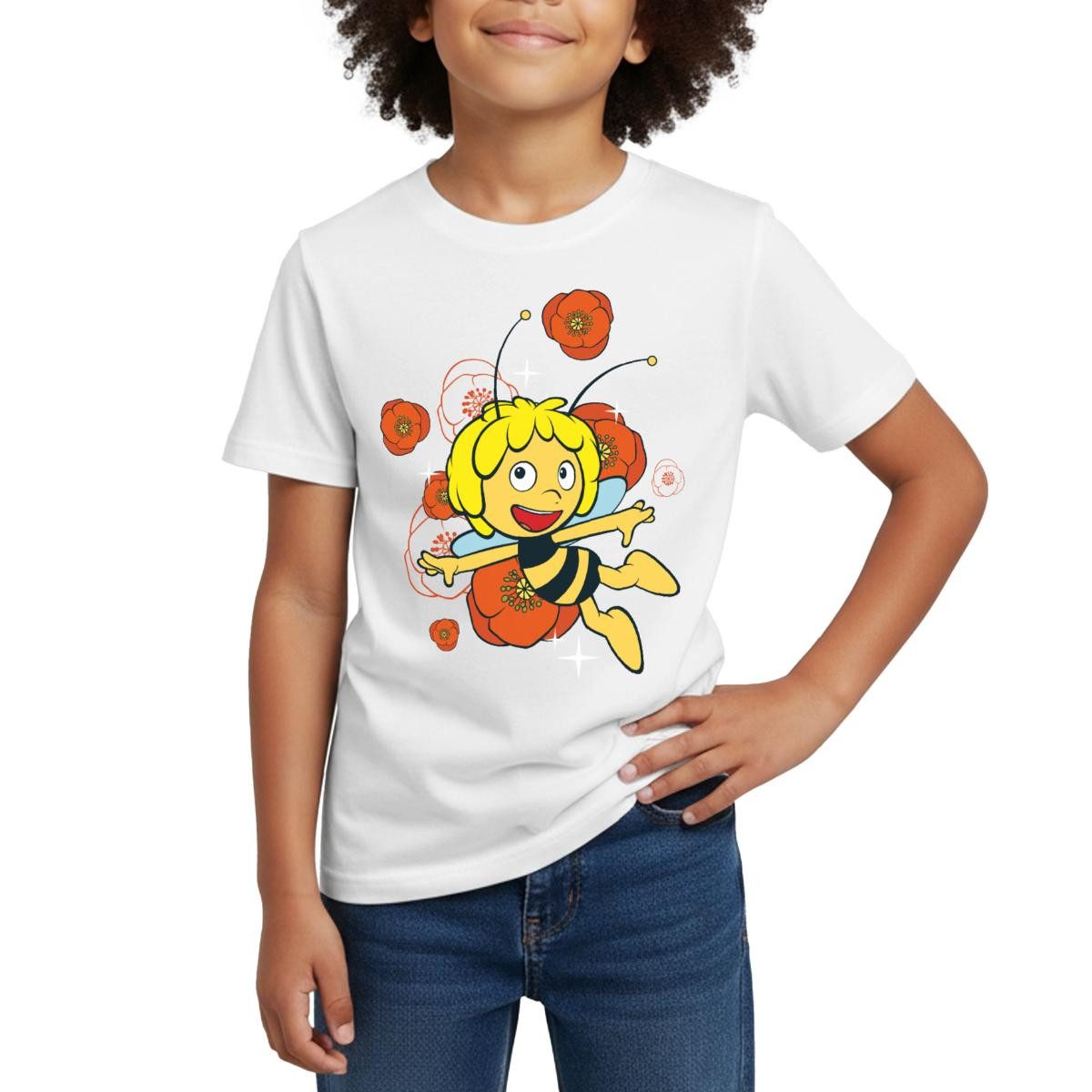 T-Shirt Biene Maja Mohnblumen Kinder T-Shirt