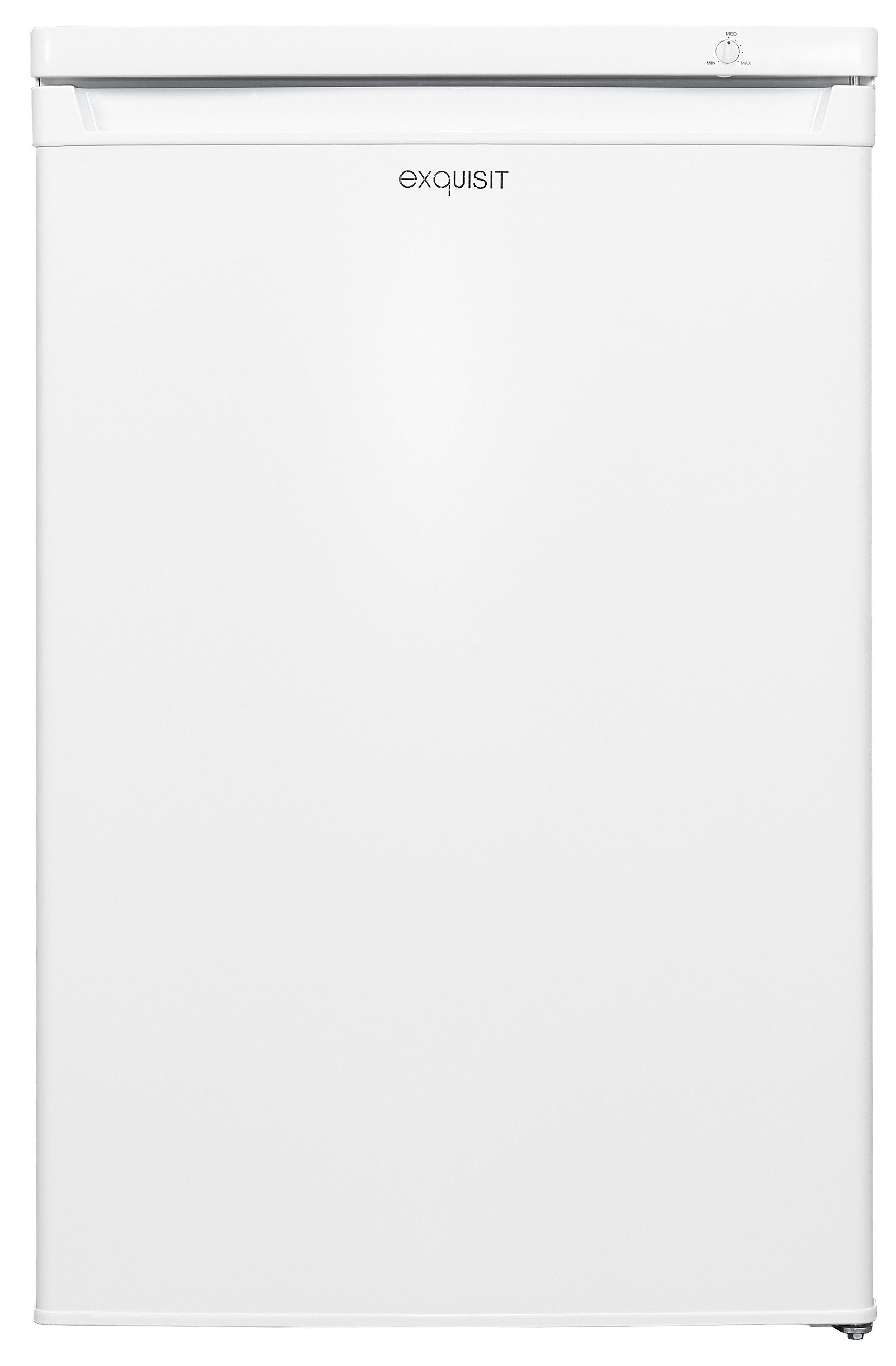 exquisit Gefrierschrank GS80-040E weiss, 85,5 cm hoch, 55 cm breit, 4*-Gefrierschrank mit ergonomischer Griffmulde – bequem zu öffnen