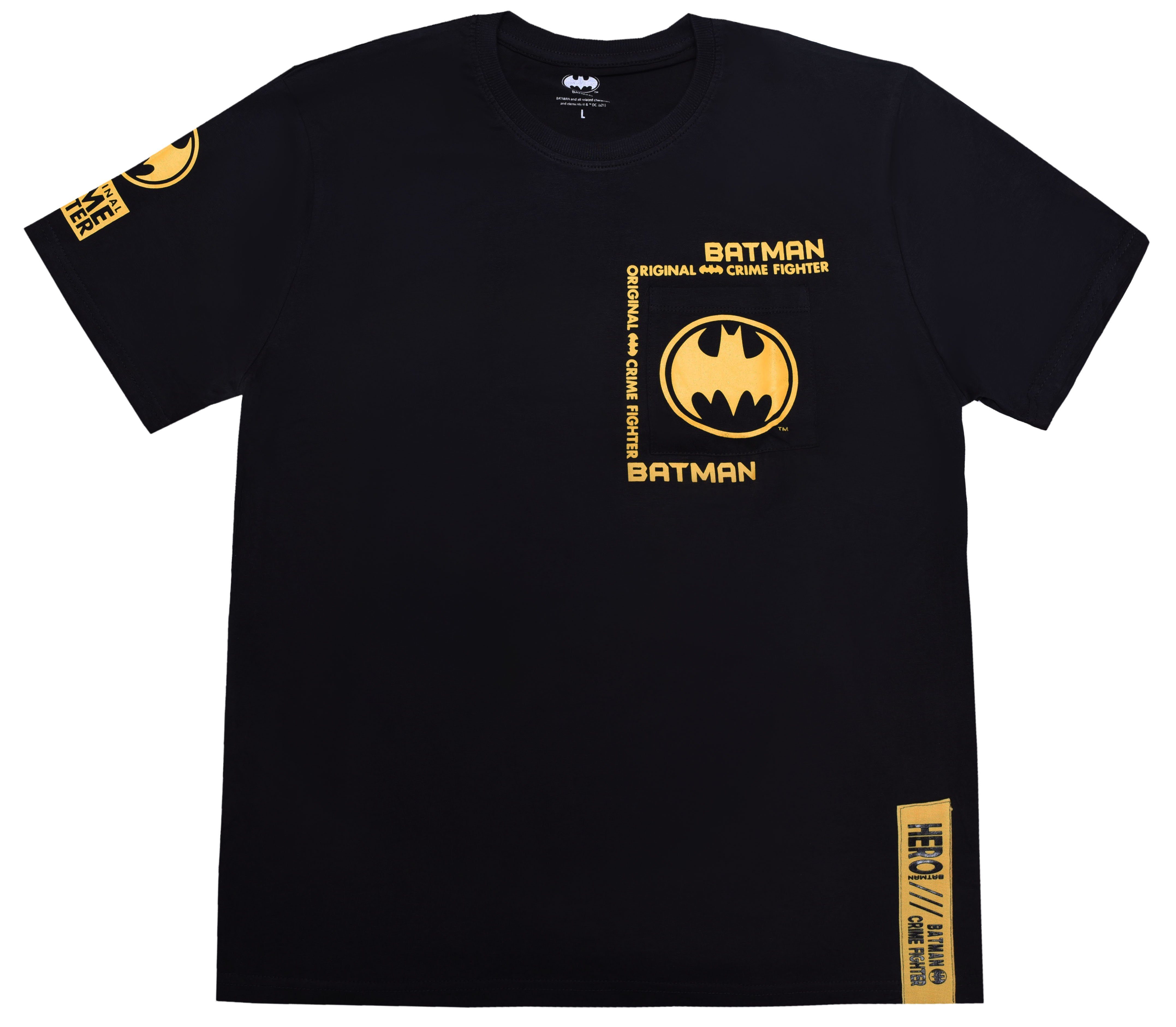Batman XS Herren Comics Schwarz T-Shirt T-Shirt 100% XL, Baumwolle DC Gr. bis