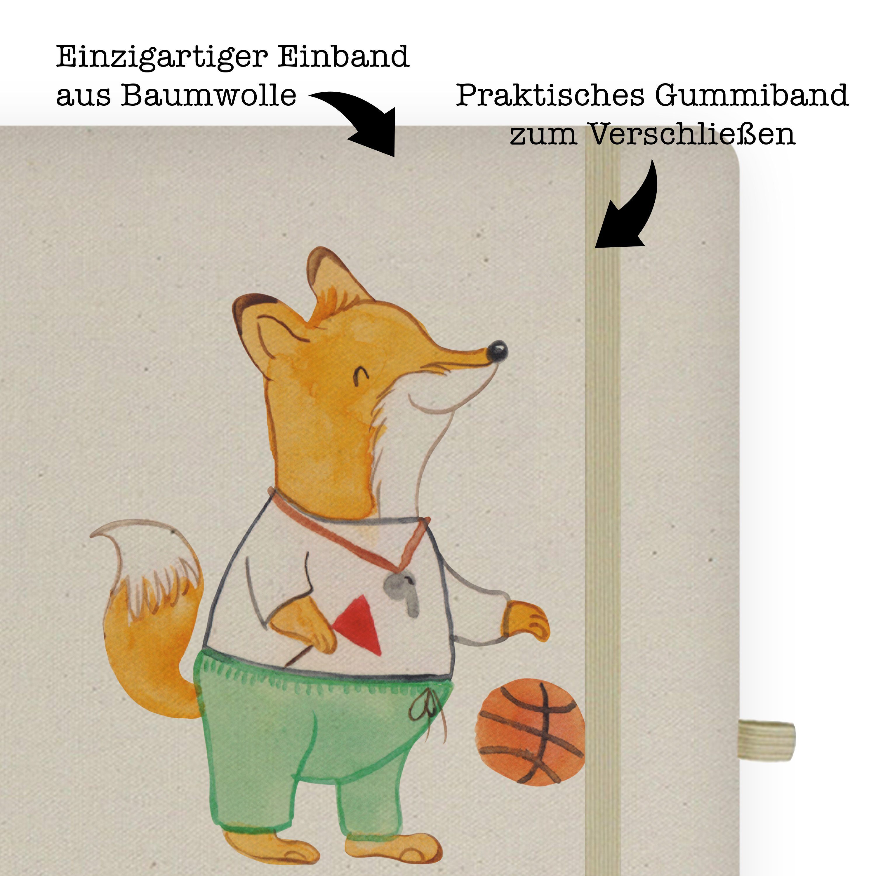 - & Mr. Notizbuch Basketballcoach, Panda Mrs. Transparent Geschenk, Panda - Basketballtrainer Herz mit Mr. & Mrs.