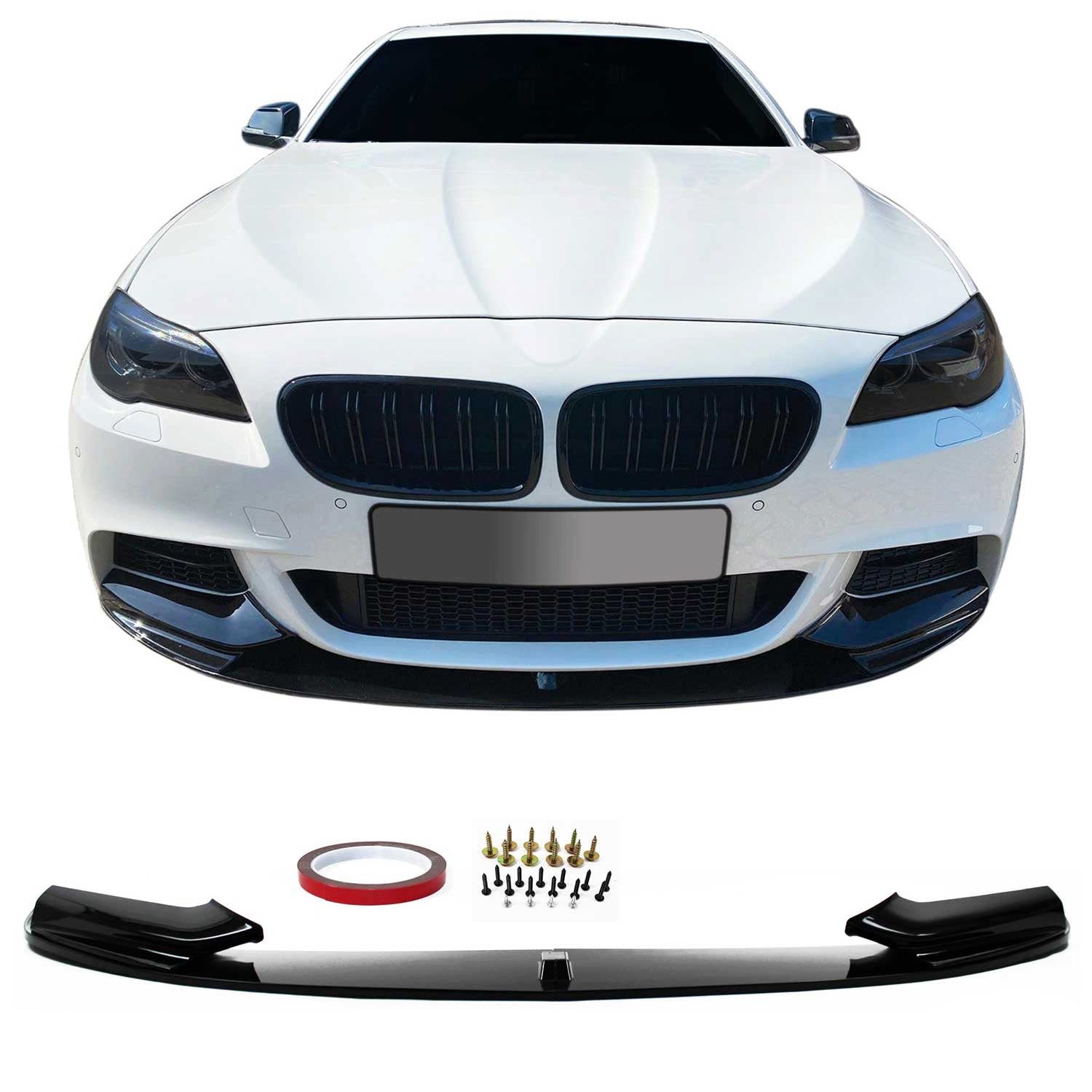 OMAC Frontstoßstange Frontspoiler Lippe Splitter für BMW 5er F10 Limo F11 Touring glänz, 2-St.