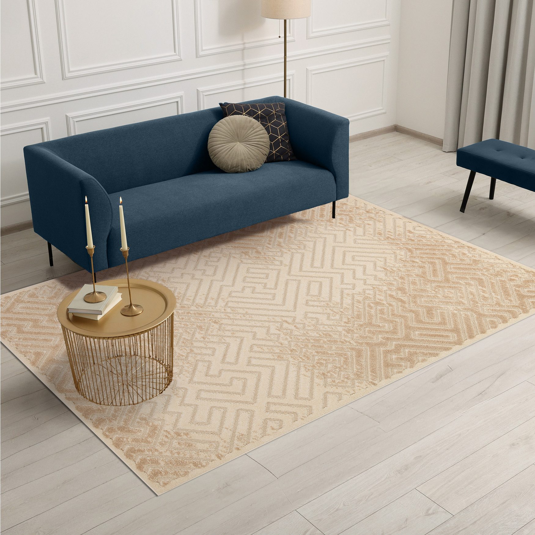 ArtUniverse Outdoorteppich ArtUniverse Outdoor Teppich Casablanca Toffee Cream 80 x 150 cm, 80x150 cm, Höhe: 1,3 mm