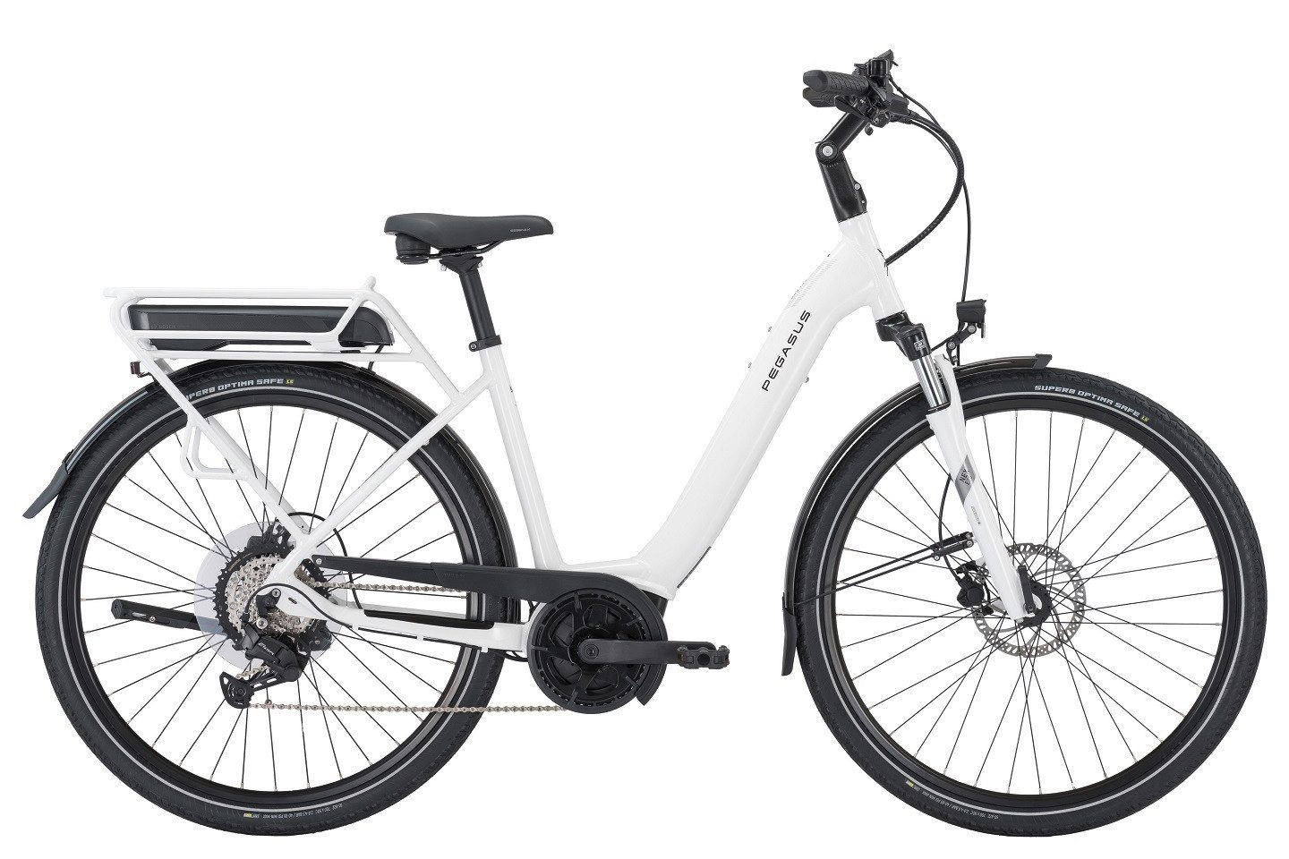 Pegasus E-Bike Pegasus Solero E8 Plus 500 Wh Damen weiß 2025, 8 Gang Shimano ESSA, Kettenschaltung, Bosch Active Line Plus, 500 Wh