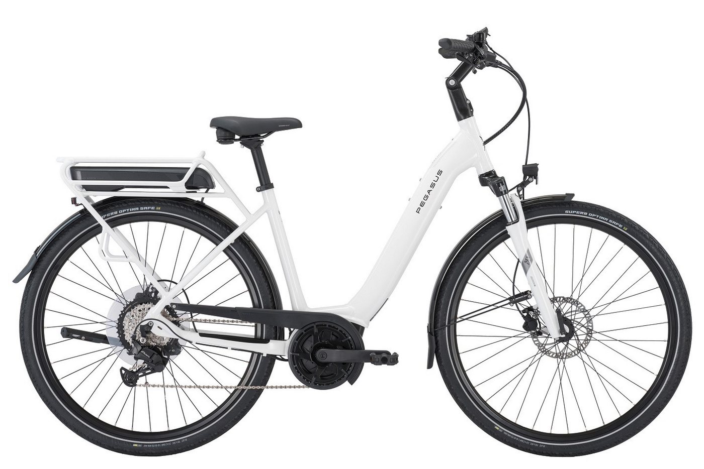 Pegasus E-Bike Pegasus Solero E8 Plus 500 Wh Damen weiß 2025, 8 Gang Shimano ESSA, Kettenschaltung, Bosch Active Line Plus