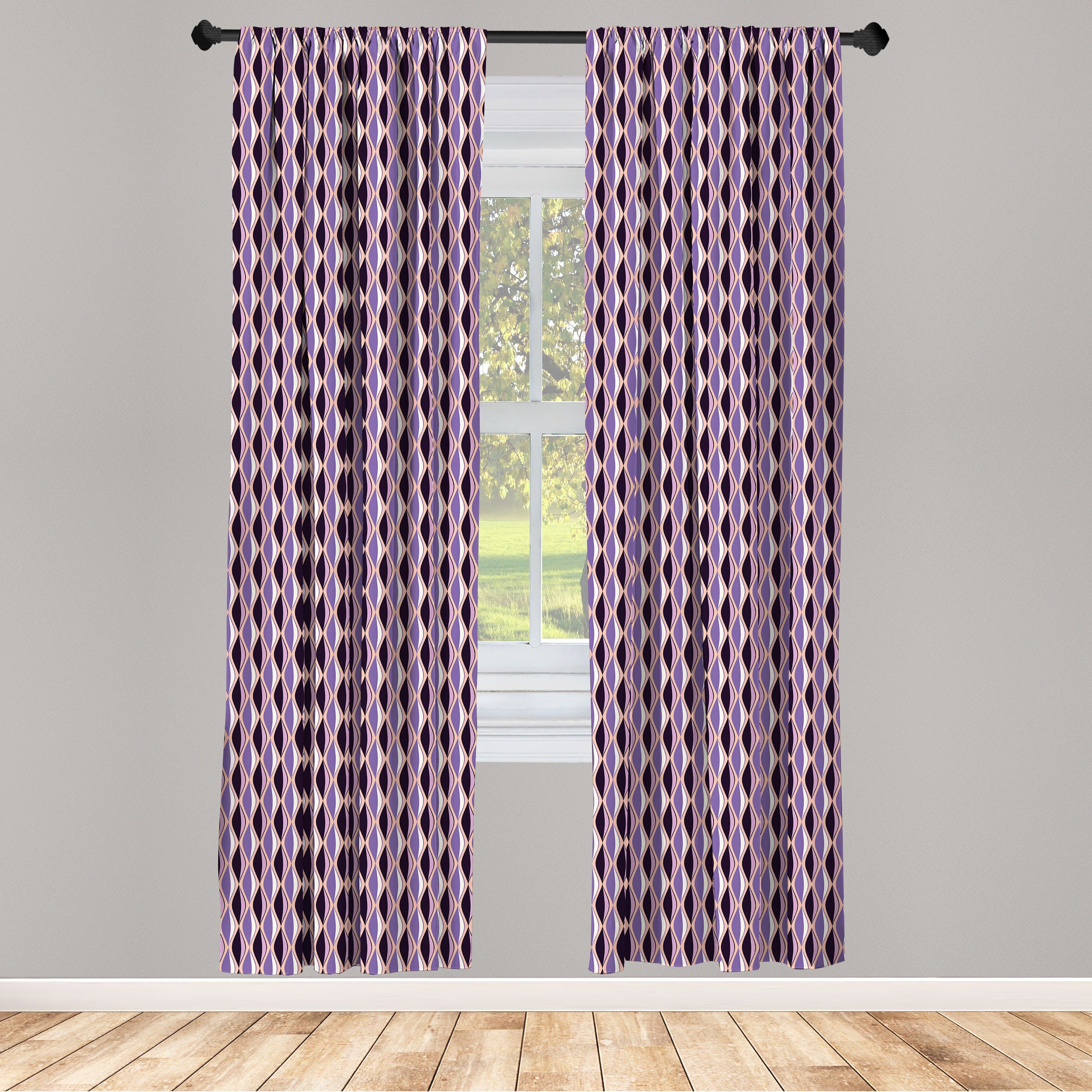 Gardine Vorhang für Wohnzimmer Schlafzimmer Dekor, Abakuhaus, Microfaser, Abstrakt Vertikale Wellenlinien