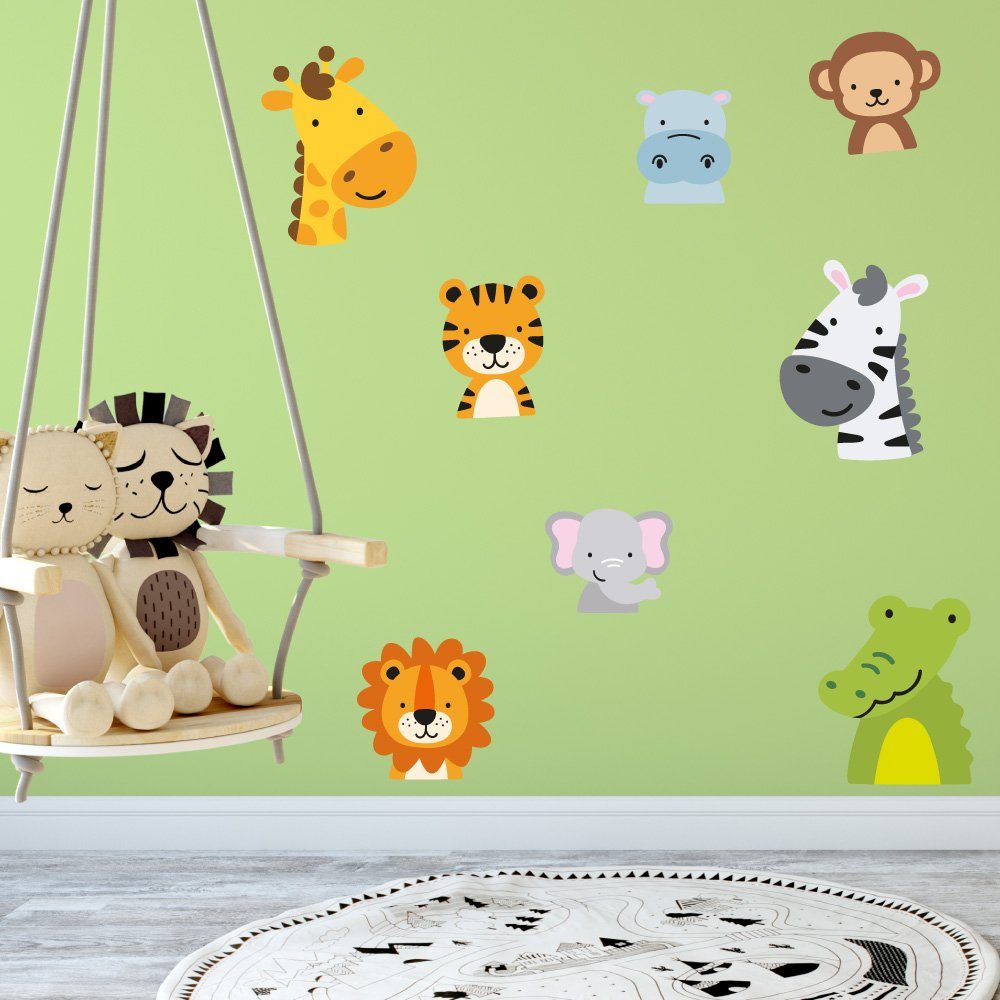 Sunnywall Wandtattoo Wilde Tiere - Wandtattoo Kinderzimmer Baby Wandaufkleb günstig online kaufen