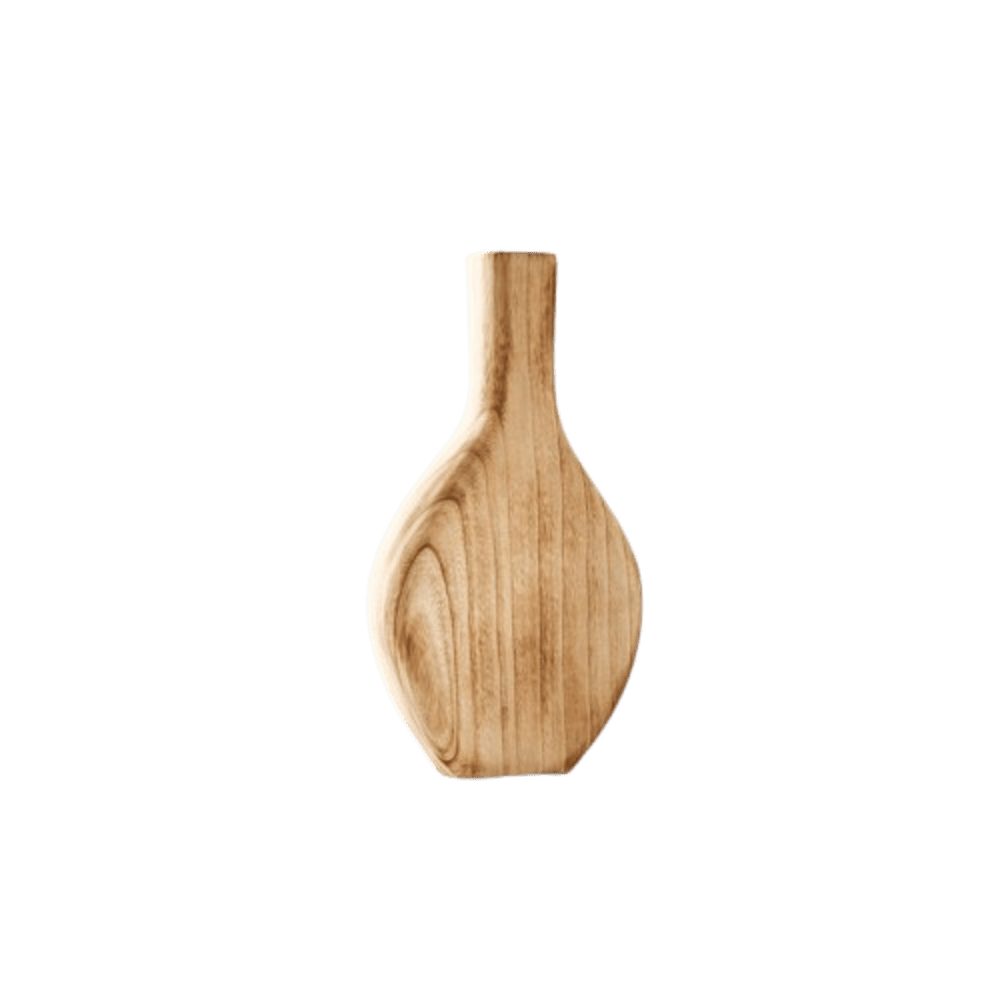 Home-trends24.de Dekovase Holz Flach Blumenvase Trockenblumen Deko Figur Na günstig online kaufen