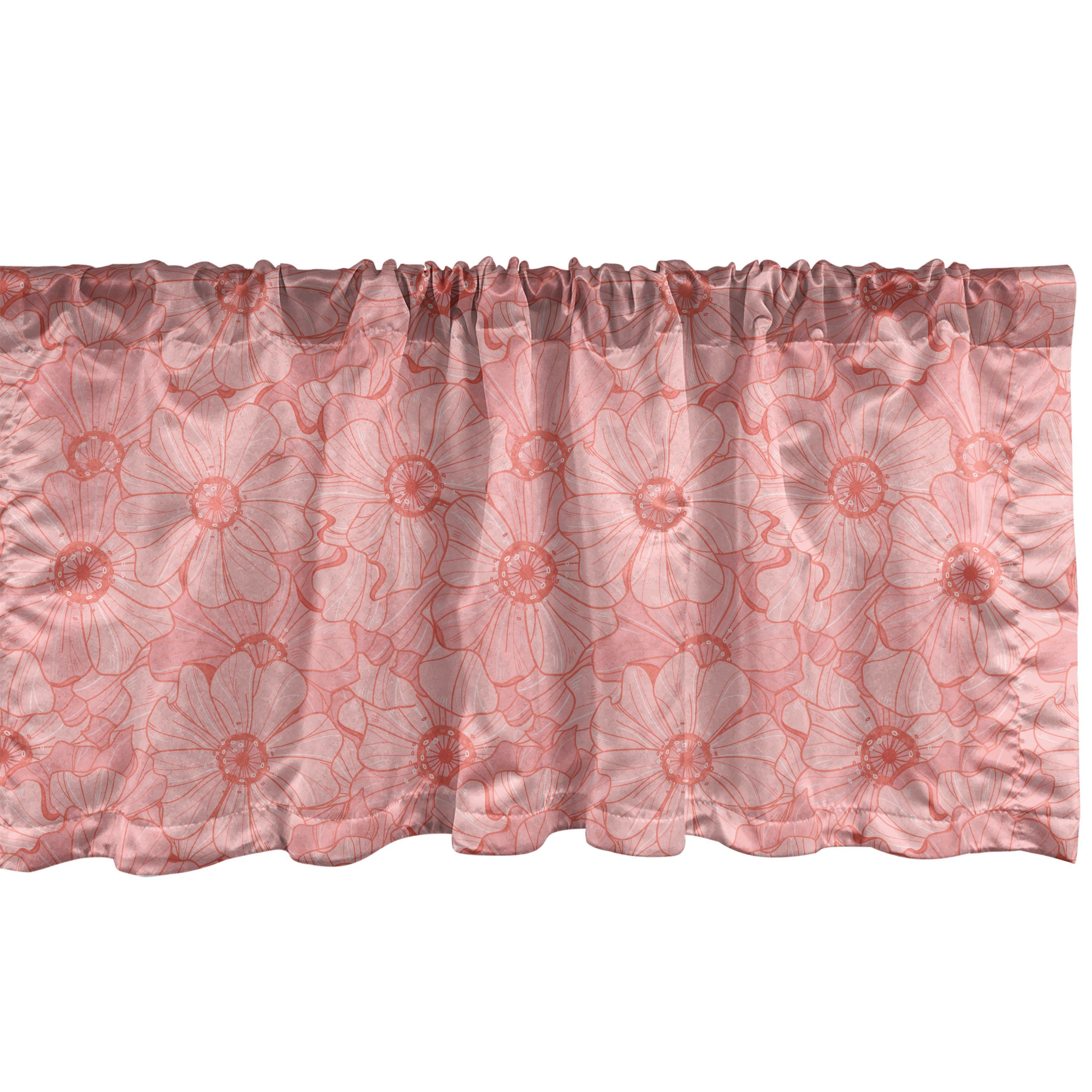 Scheibengardine Vorhang Volant für Küche Schlafzimmer Dekor mit Stangentasche, Abakuhaus, Microfaser, Blumen Vintage Thick Blumen-Motiv