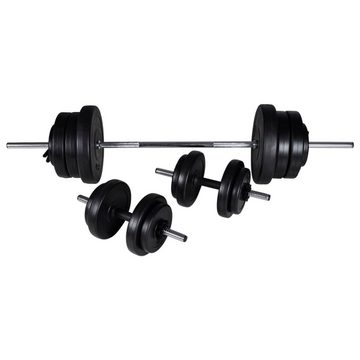 vidaXL Hantelbank Fitnessstation Wandmontage mit Langhantel Kurzhantel Set 60,5kg