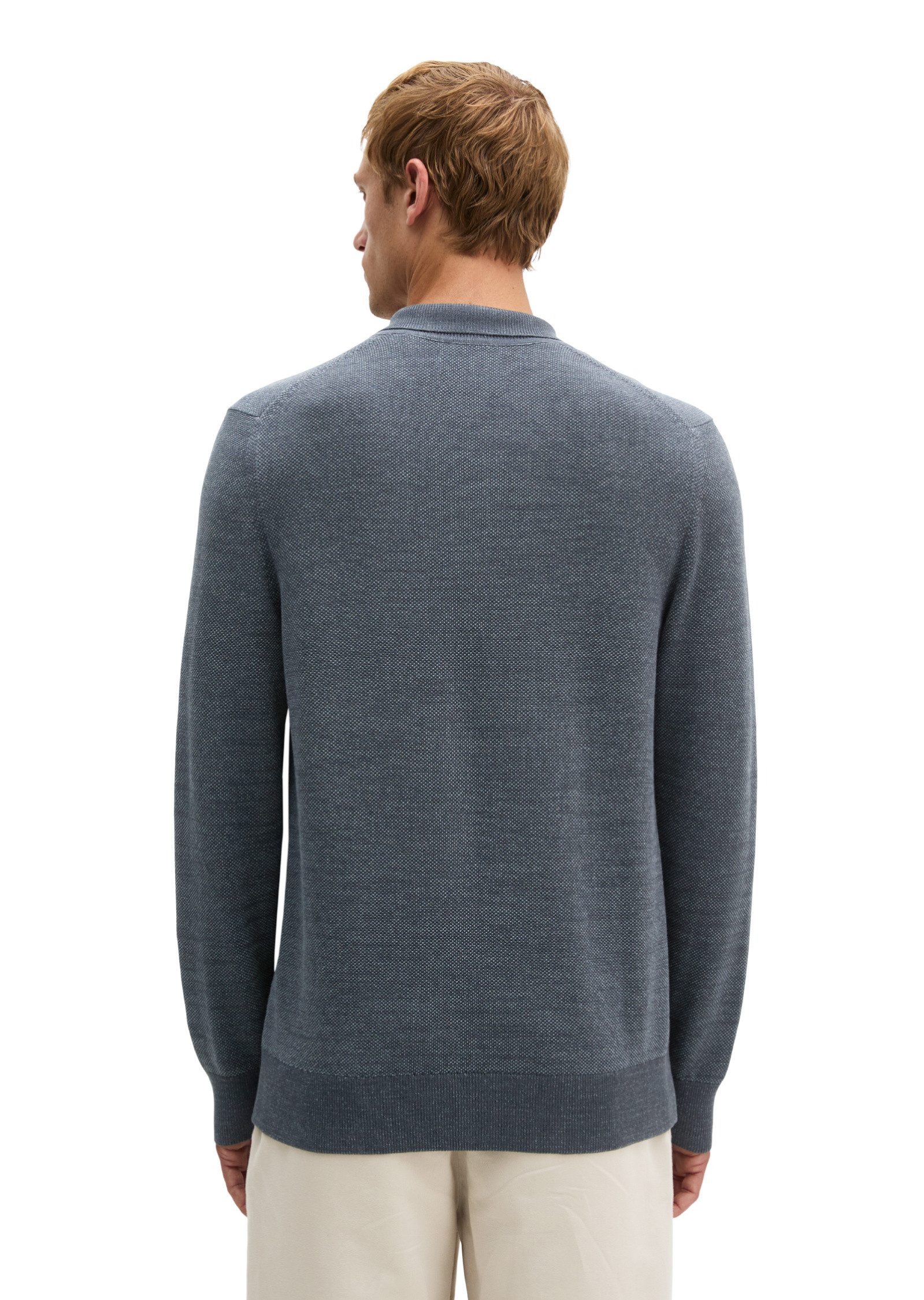 Marc O'Polo Langarm-Poloshirt aus reiner Bio-Baumwolle