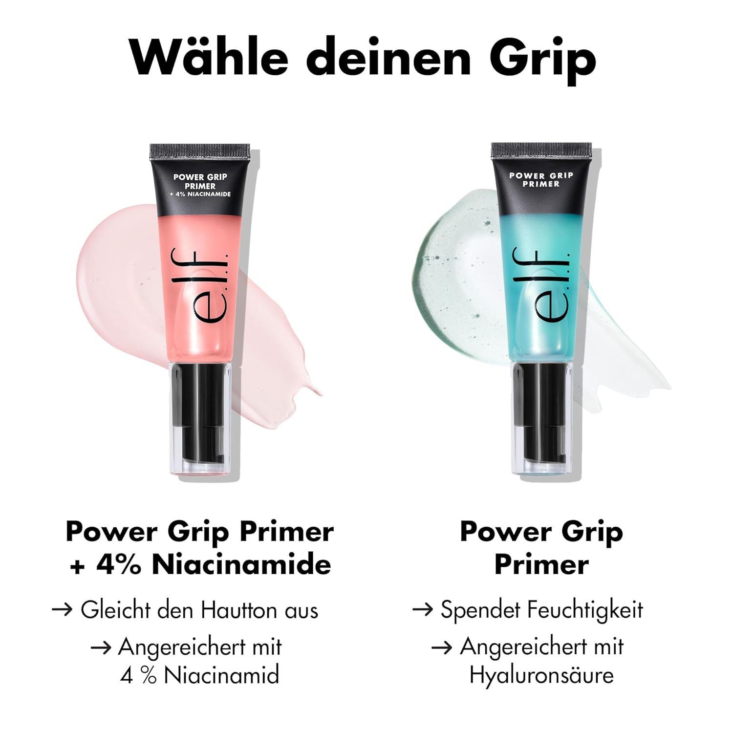 e.l.f Gesichtspflege Power Grip Primer + Niacinamide – Für makellos haltendes Make-up Vegan & tierversuchsfrei, Glättet die Haut und verbessert die Haltbarkeit des Make-ups